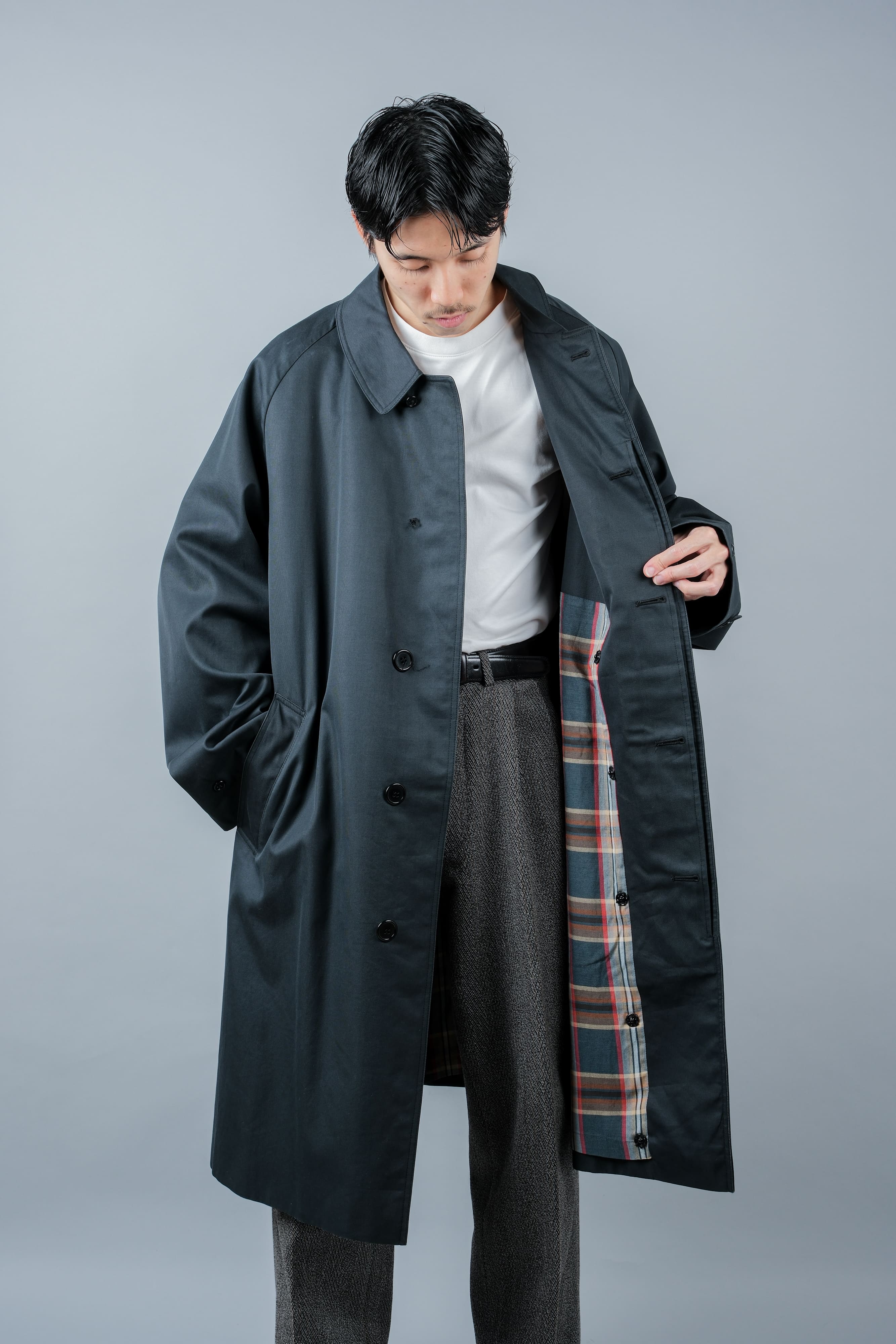 【~60's】Vintage Aquascutum Single Raglan Balmacaan Coat C100 Size.44REG "Aqua 5" "STEINHARDT 別注"
