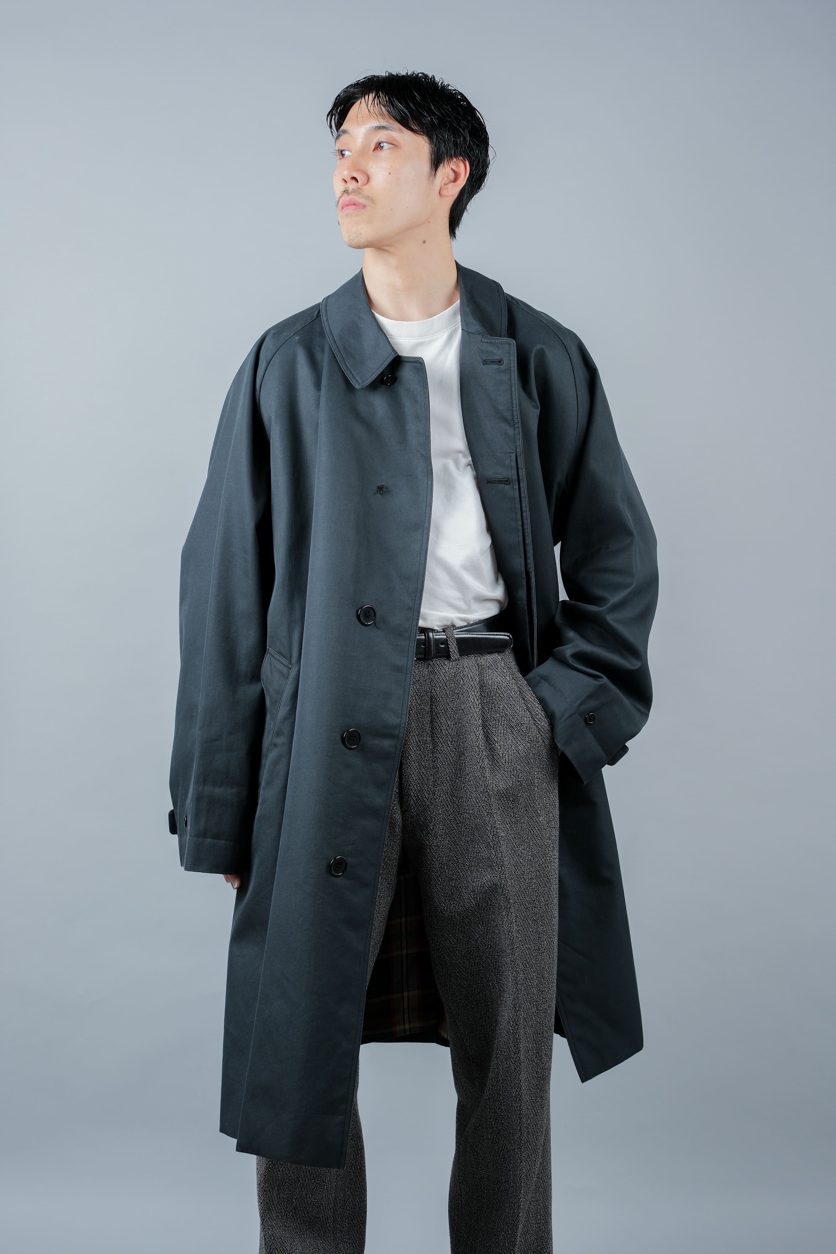 【~60's】Vintage Aquascutum Single Raglan Balmacaan Coat C100 Size.44REG "Aqua 5" "STEINHARDT 別注"