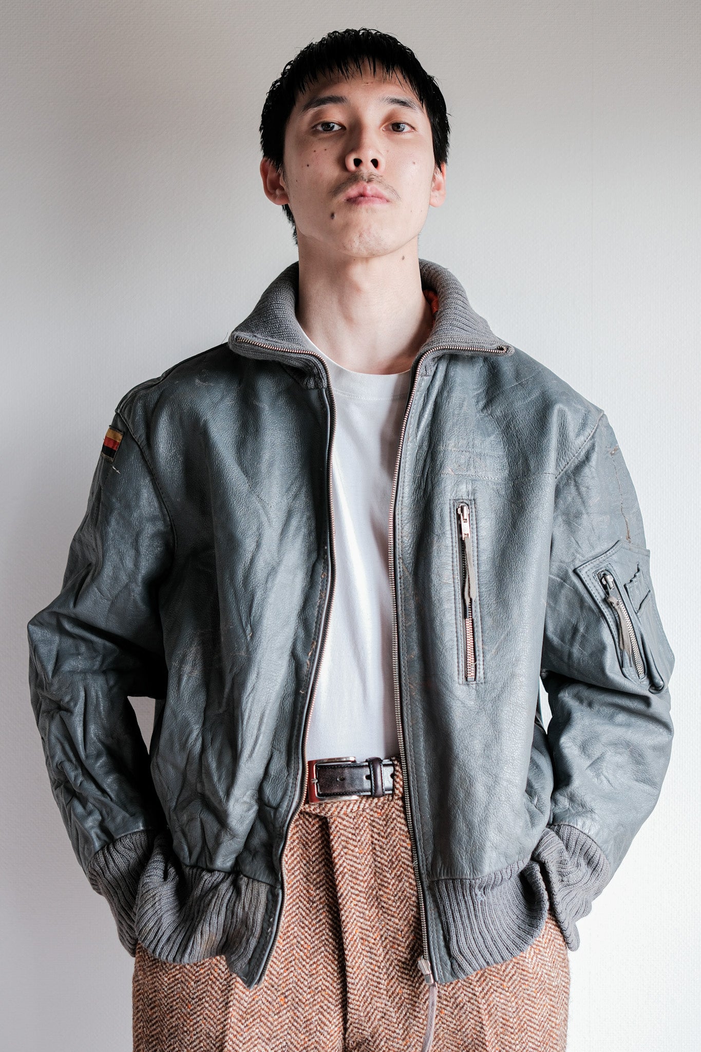 【~70’s】West German Air Force Pilot Leather Jacket Size.170/100