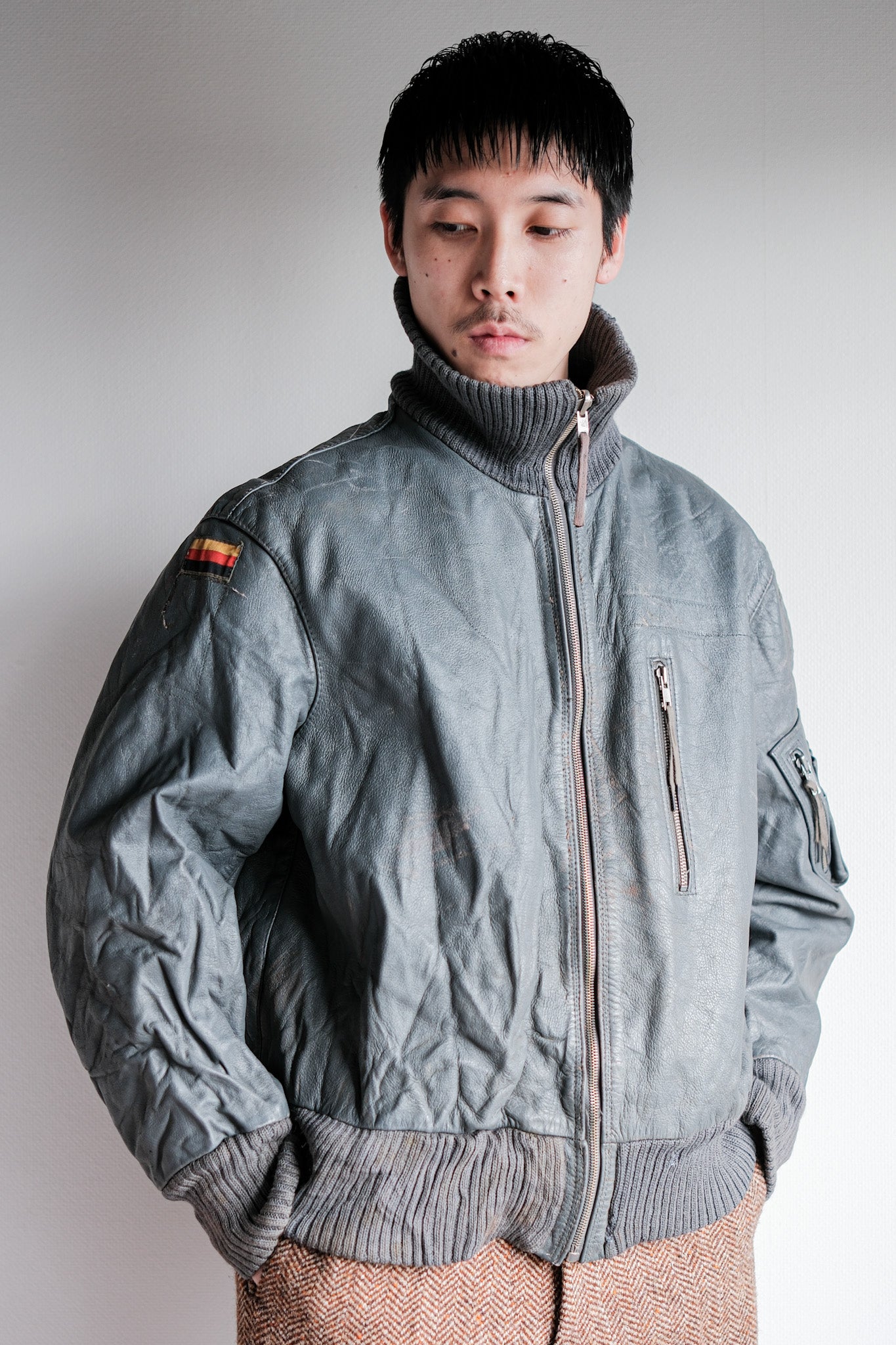 【~70’s】West German Air Force Pilot Leather Jacket Size.170/100
