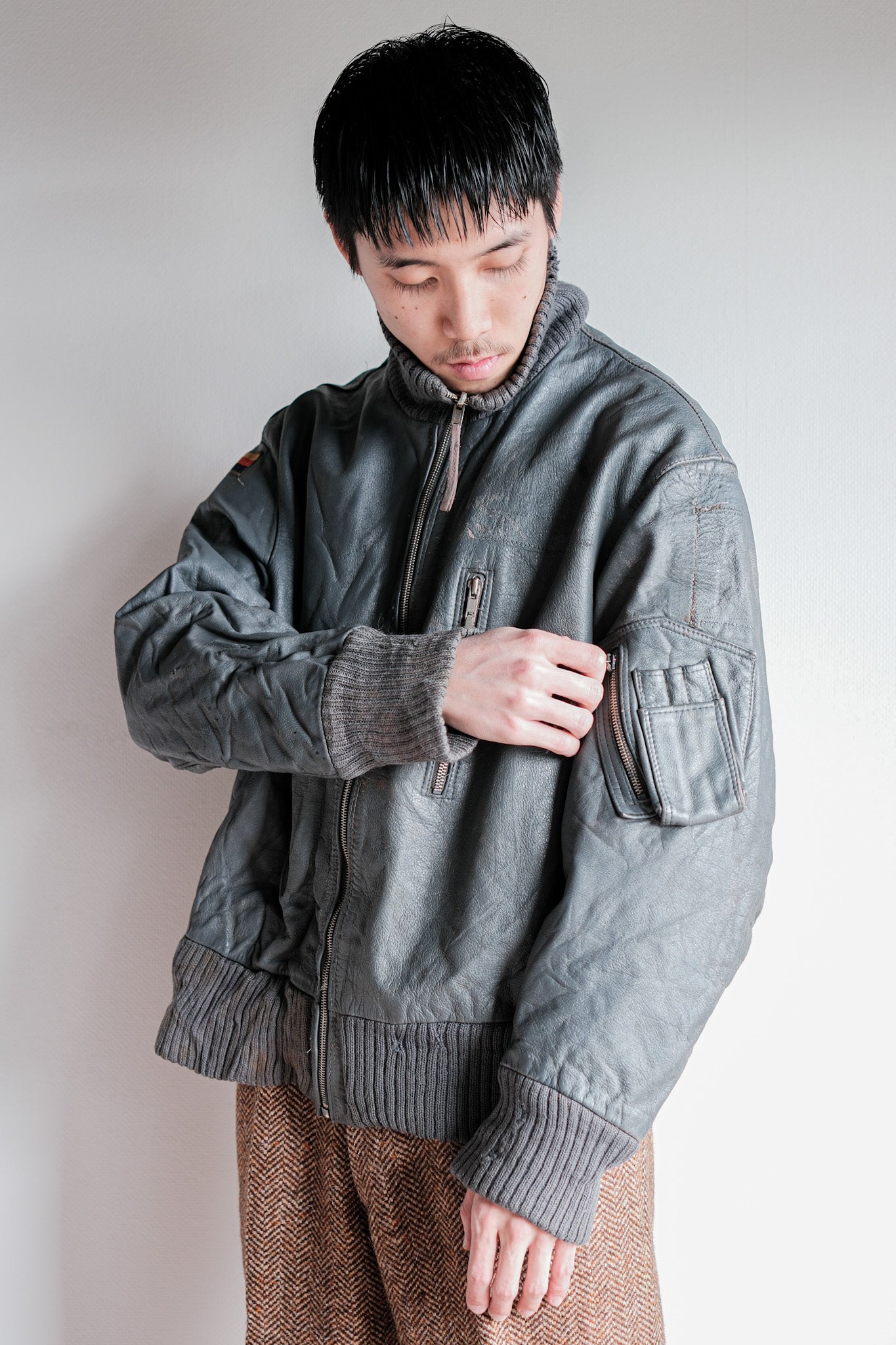 【~70’s】West German Air Force Pilot Leather Jacket Size.170/100