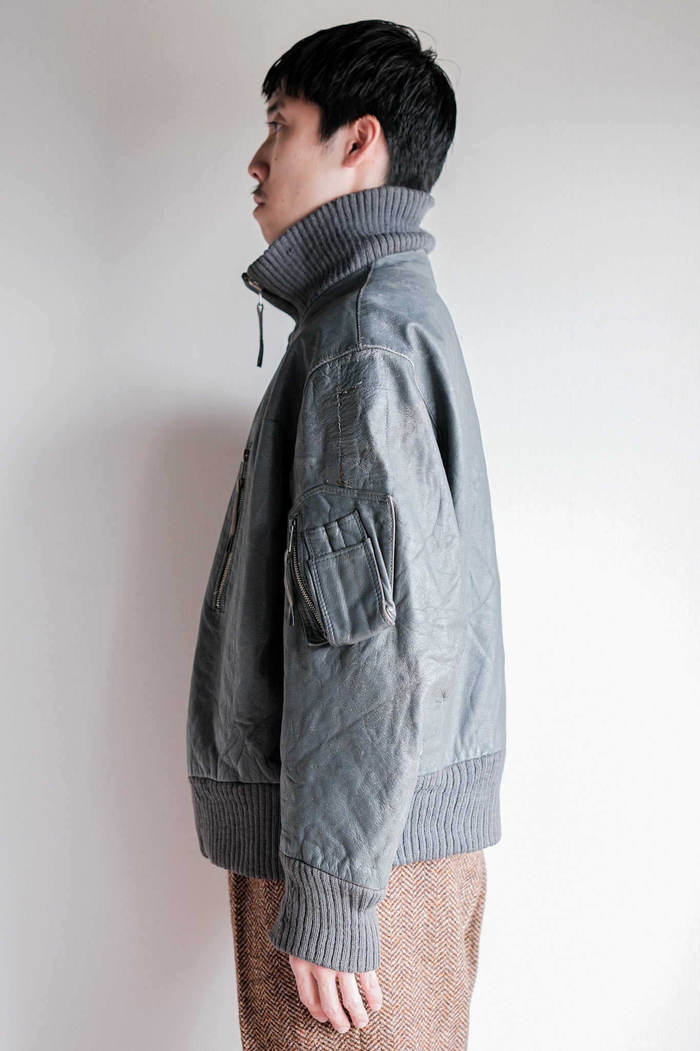 【~70’s】West German Air Force Pilot Leather Jacket Size.170/100