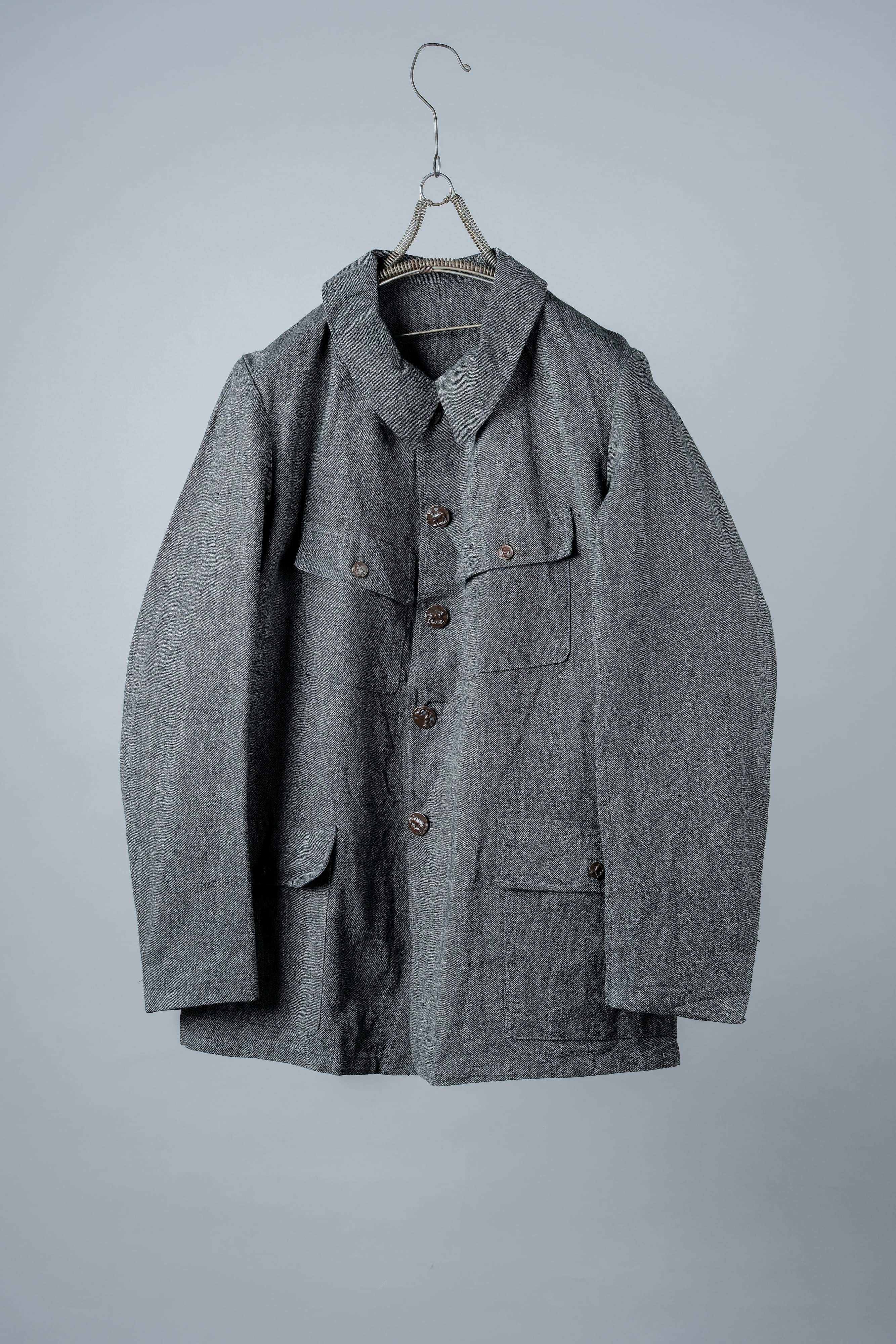 【~30’s】French Vintage Salt & Pepper Cotton Twill Hunting Jacket