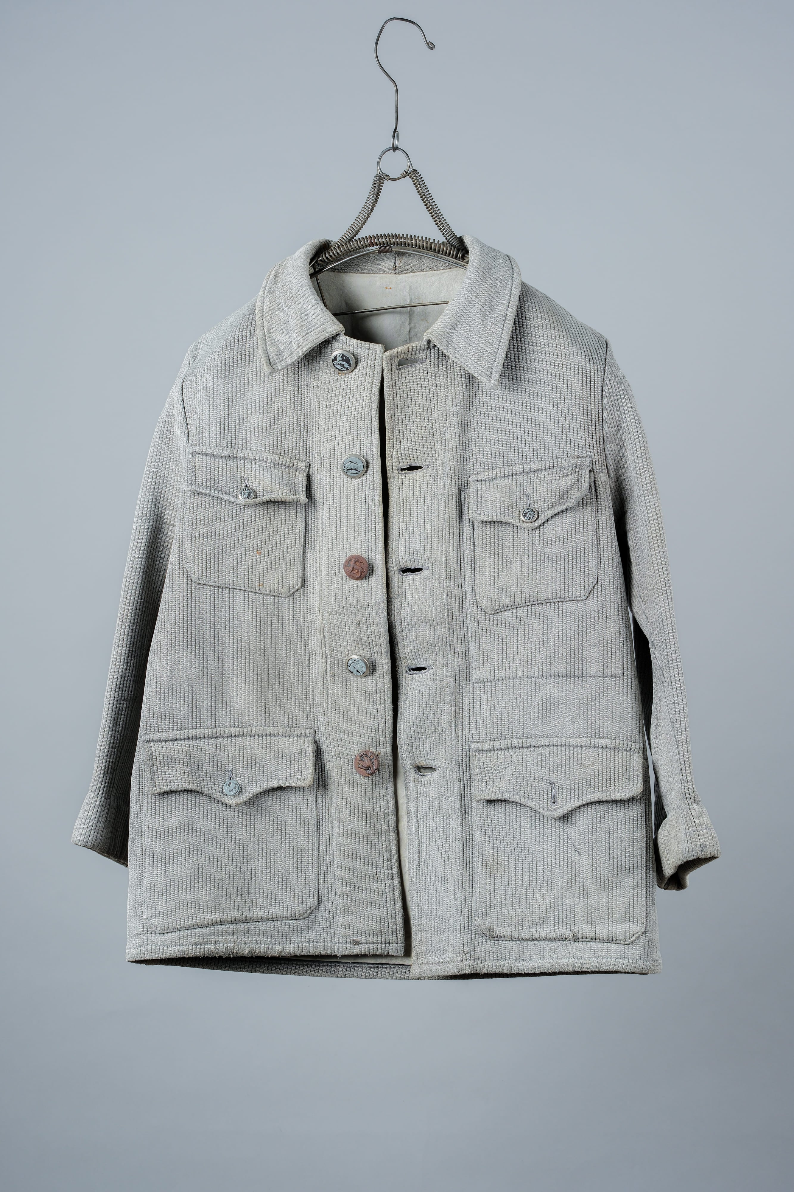 【~50's】French Vintage Gray Cotton Pique Hunting Jacket
