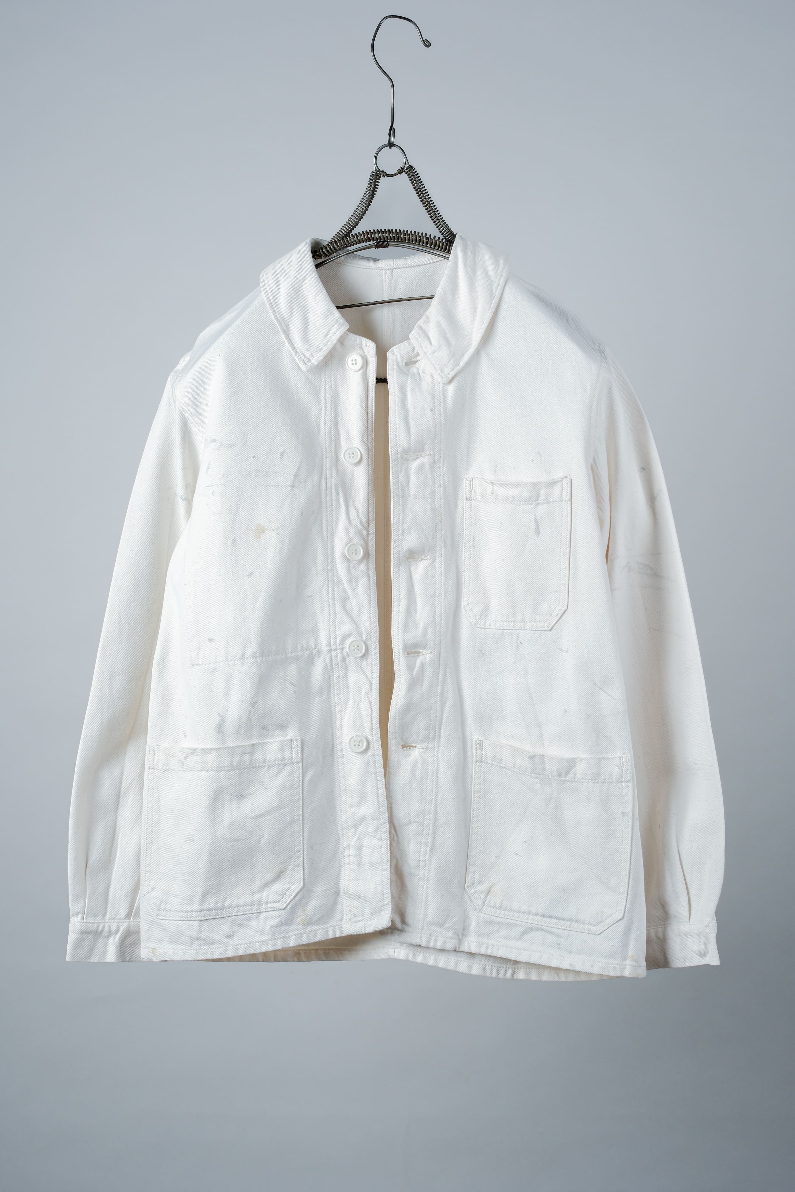 【~60's】French Vintage White Cotton Twill Work Jacket