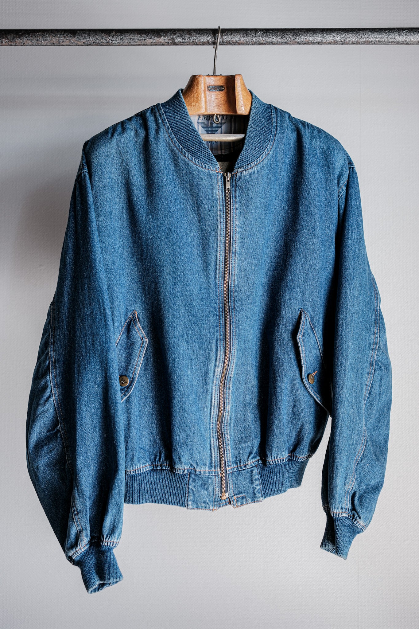 【~80's】Old EMPORIO ARMANI Denim Bomber Jacket Size.50