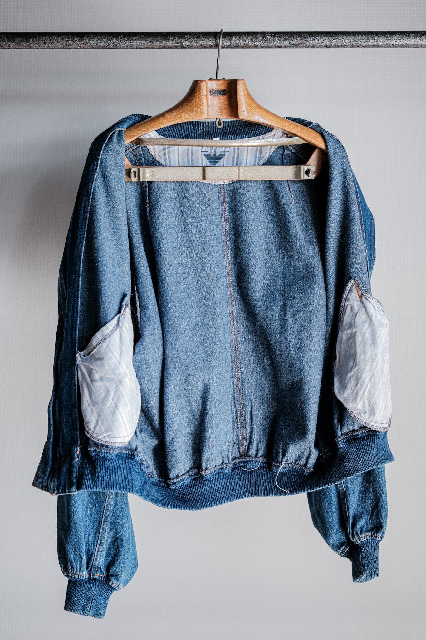 【~80's】Old EMPORIO ARMANI Denim Bomber Jacket Size.50