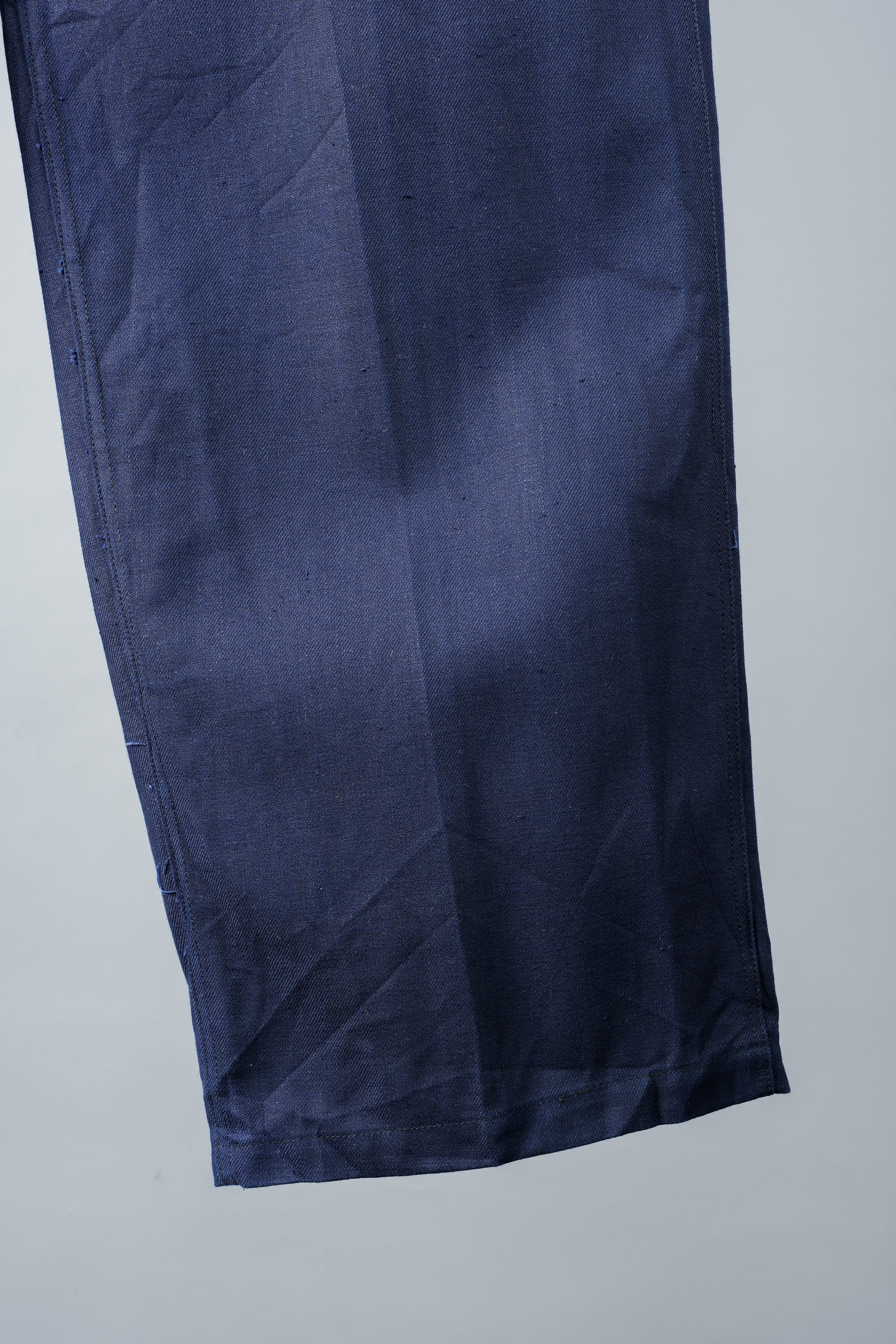 【~50's】French Vintage Blue Cotton Linen Twill Work Pants Size.48-78 "Dead Stock"