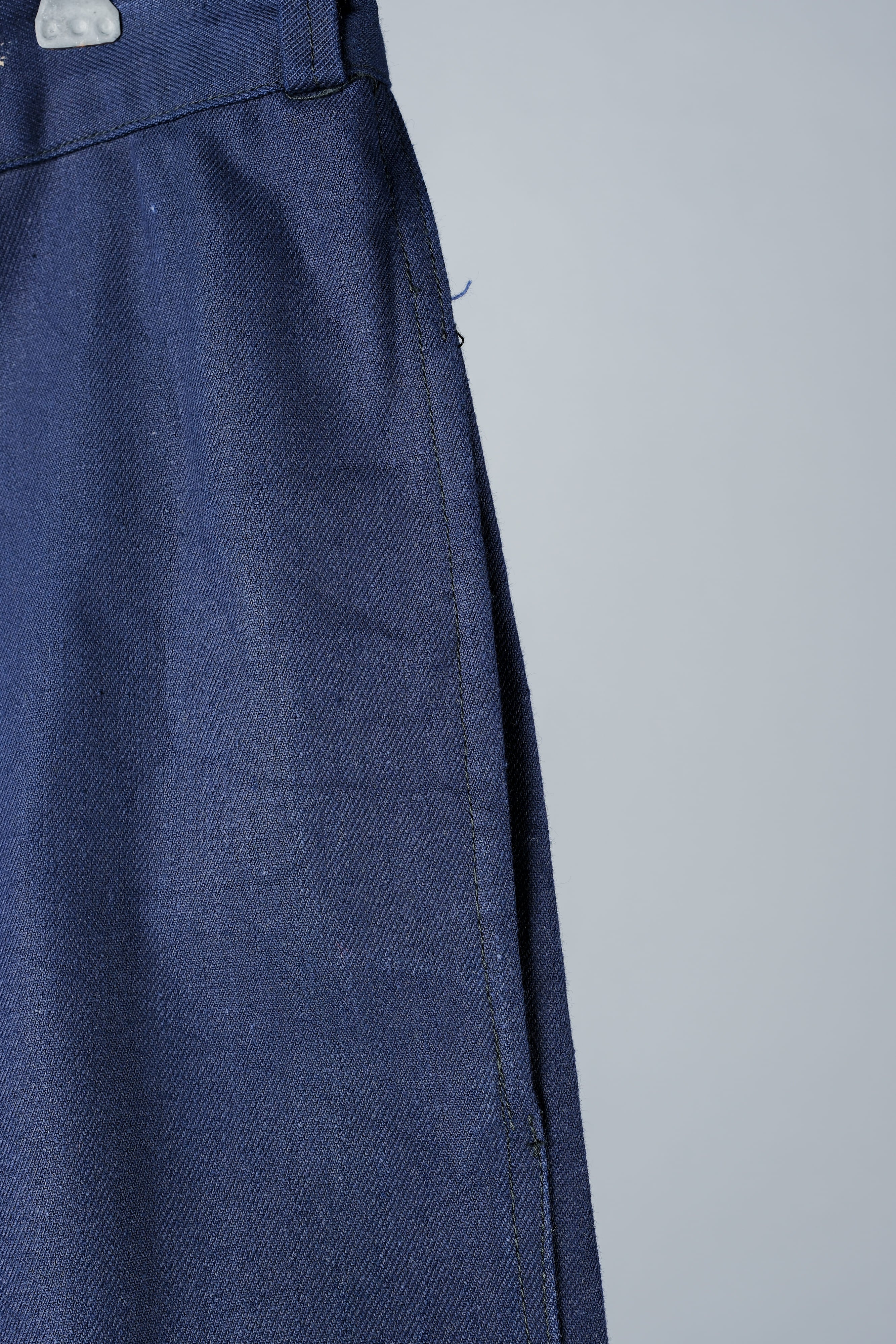 【~50's】French Vintage Blue Cotton Linen Twill Work Pants Size.48-78 "Dead Stock"