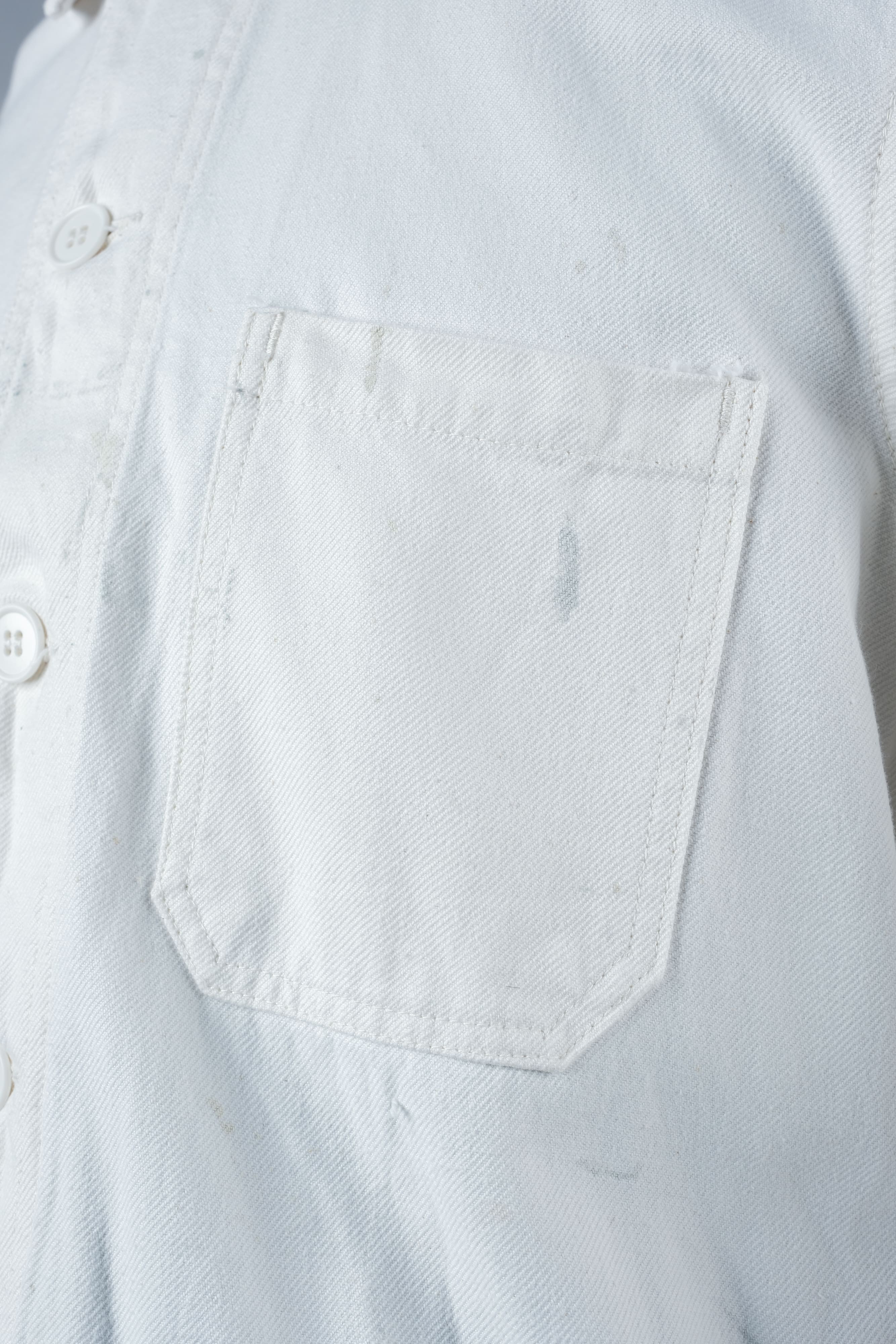 【~60's】French Vintage White Cotton Twill Work Jacket