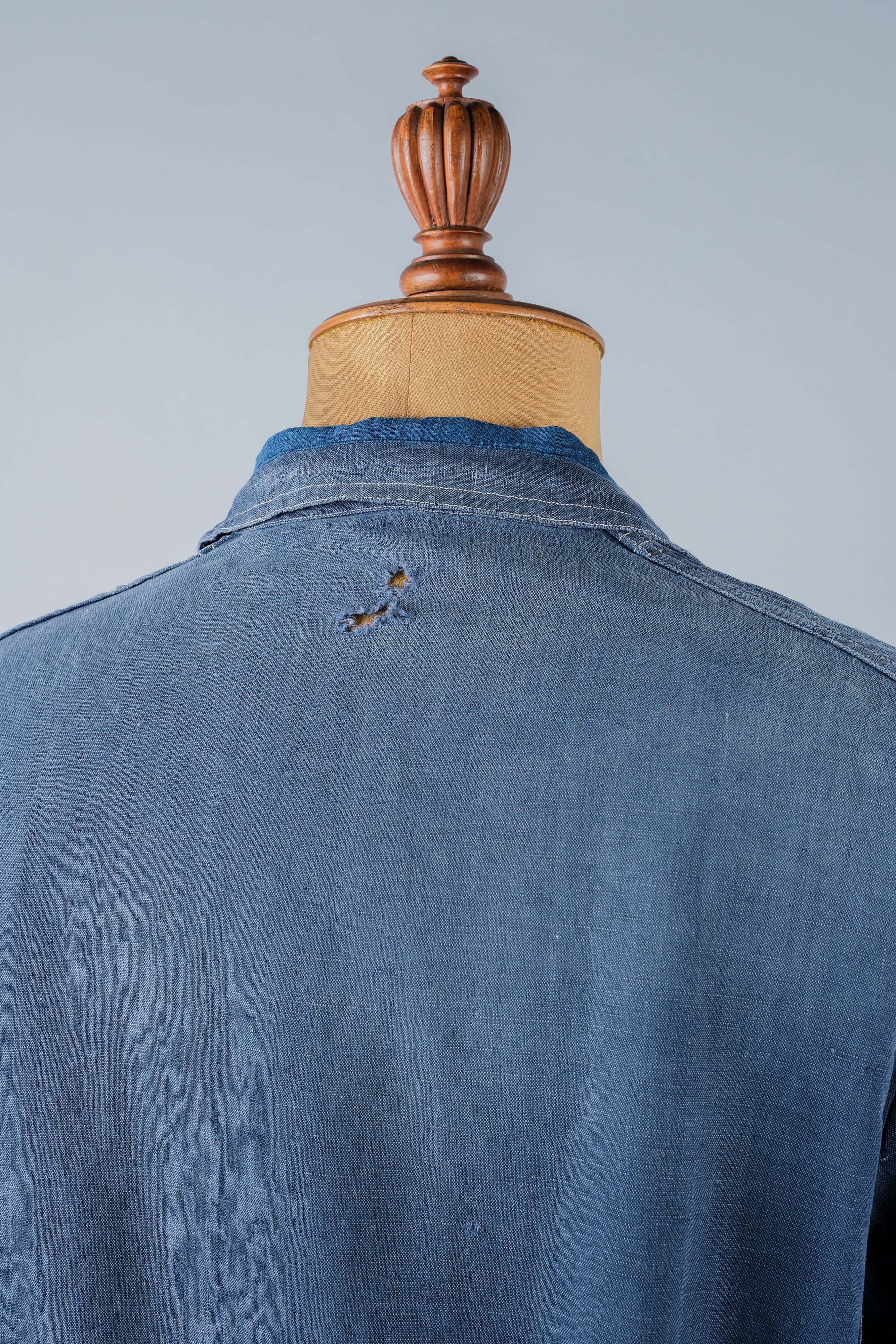 【~30’s】French Vintage Indigo Linen 4 Pockets Lapel Work Jacket