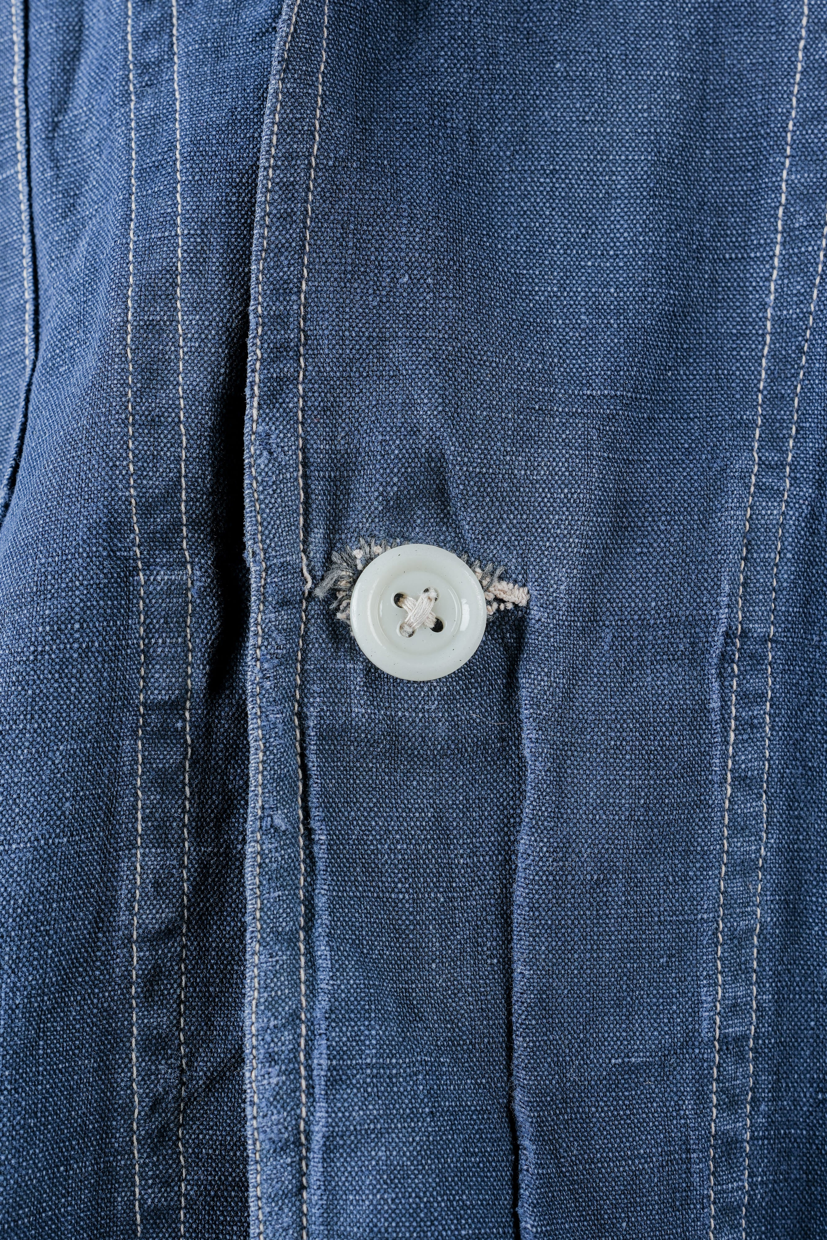 【~30’s】French Vintage Indigo Linen 4 Pockets Lapel Work Jacket