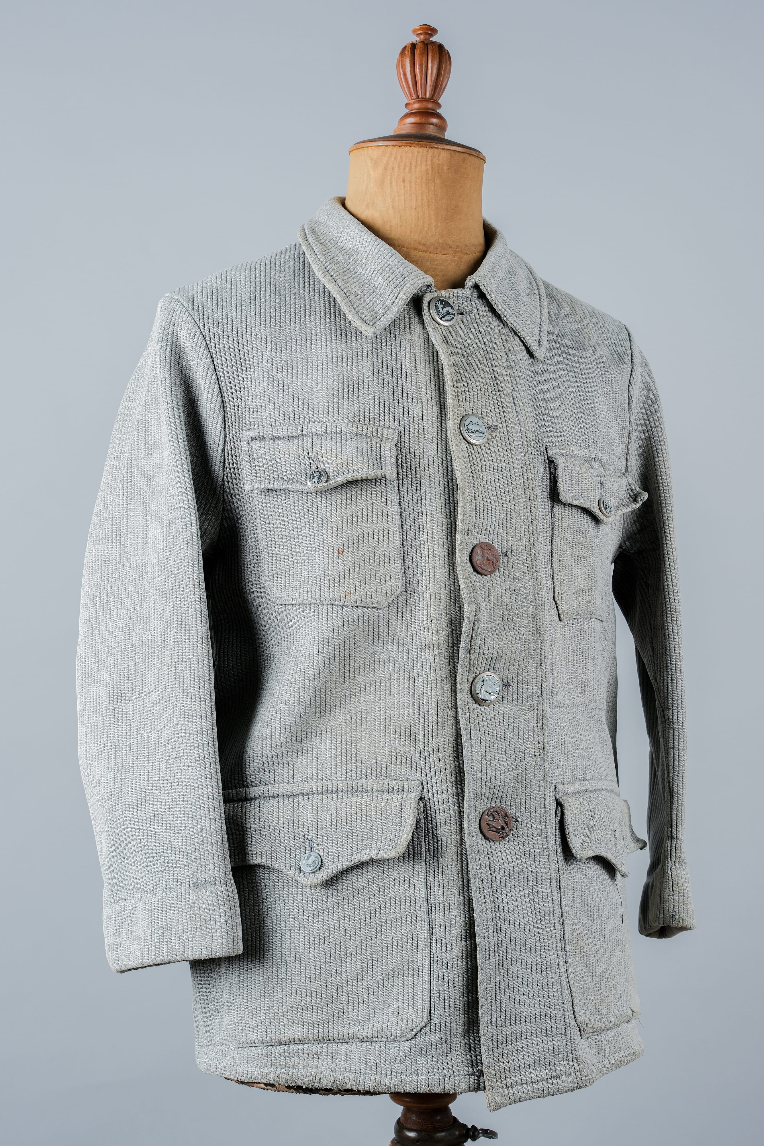 【~50's】French Vintage Gray Cotton Pique Hunting Jacket