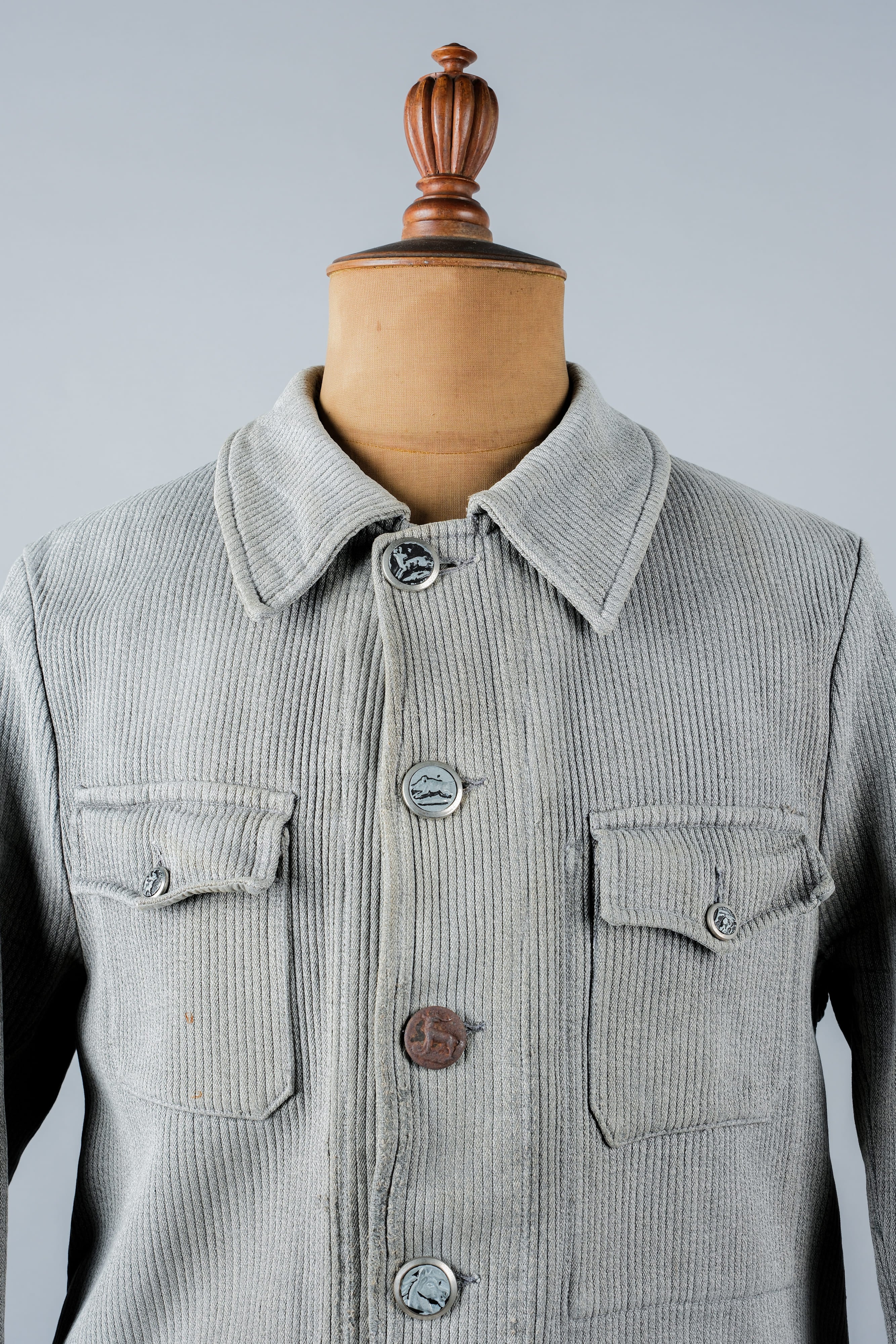 【~50's】French Vintage Gray Cotton Pique Hunting Jacket