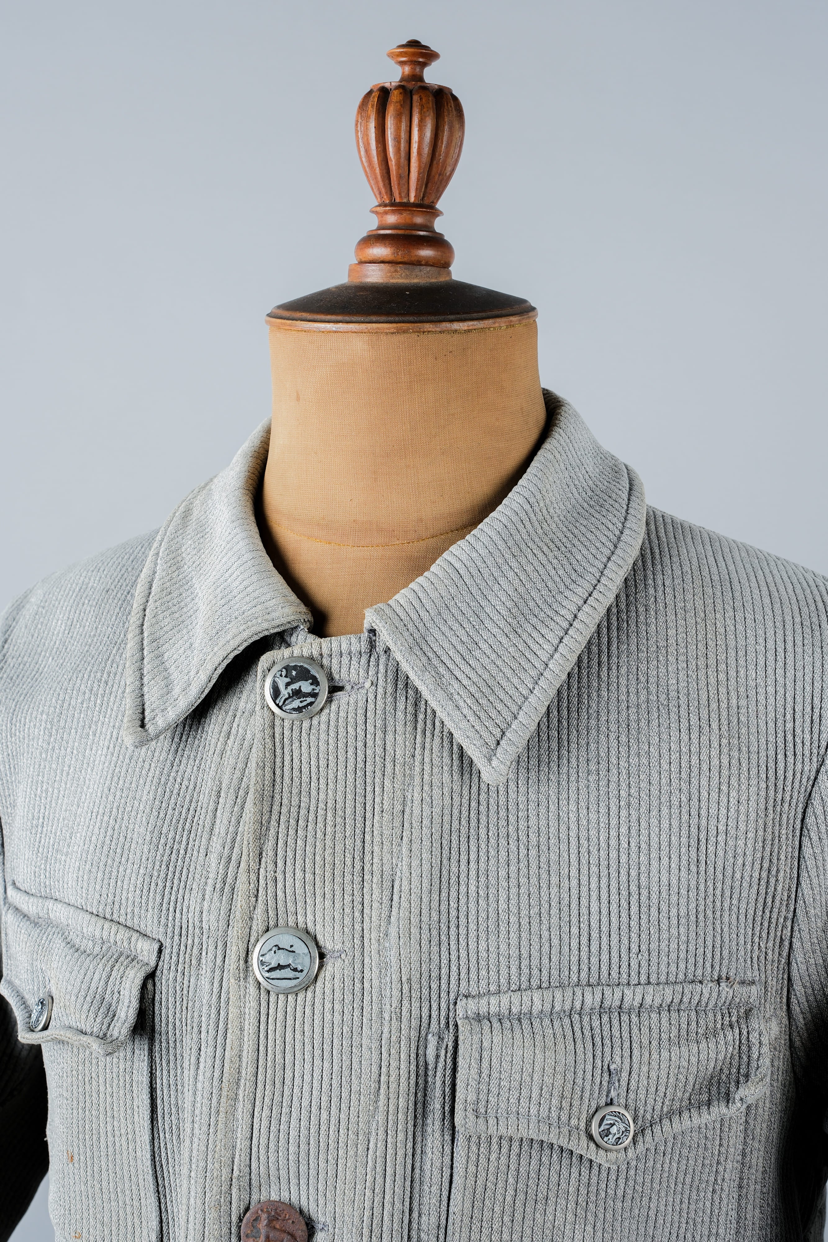 【~50's】French Vintage Gray Cotton Pique Hunting Jacket