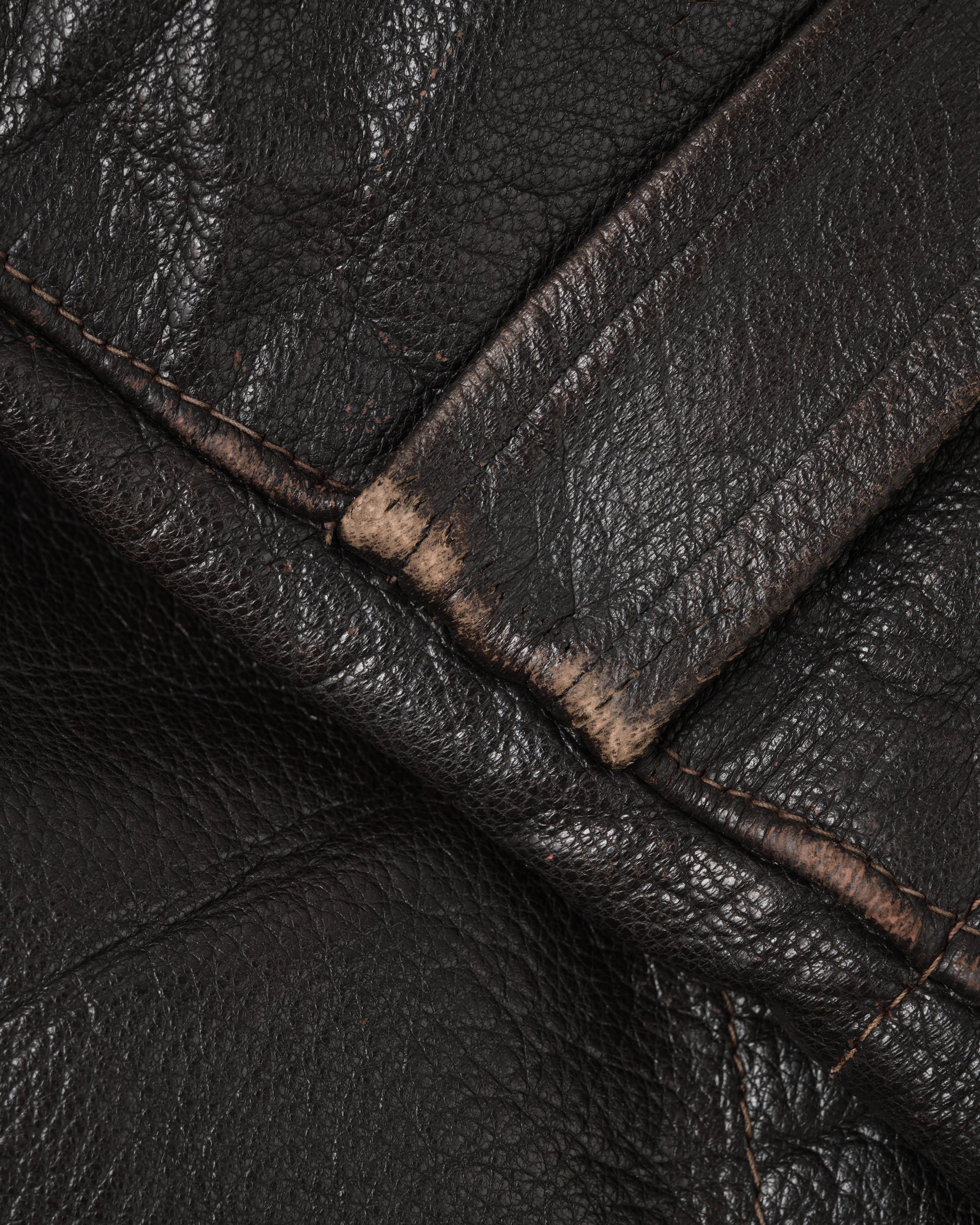 【~40’s】WWII German Air Force Elite Jet Fighter Winter Leather Flight Jacket "Luftwaffe"