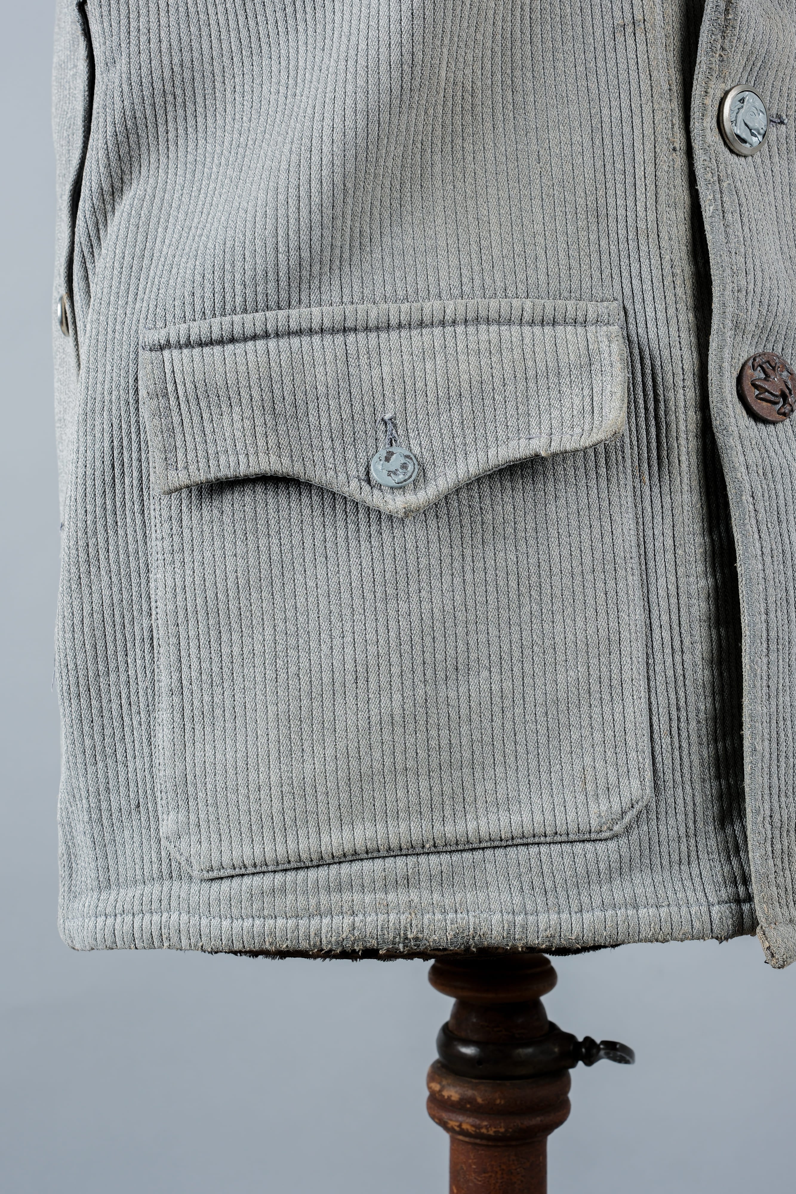 【~50's】French Vintage Gray Cotton Pique Hunting Jacket