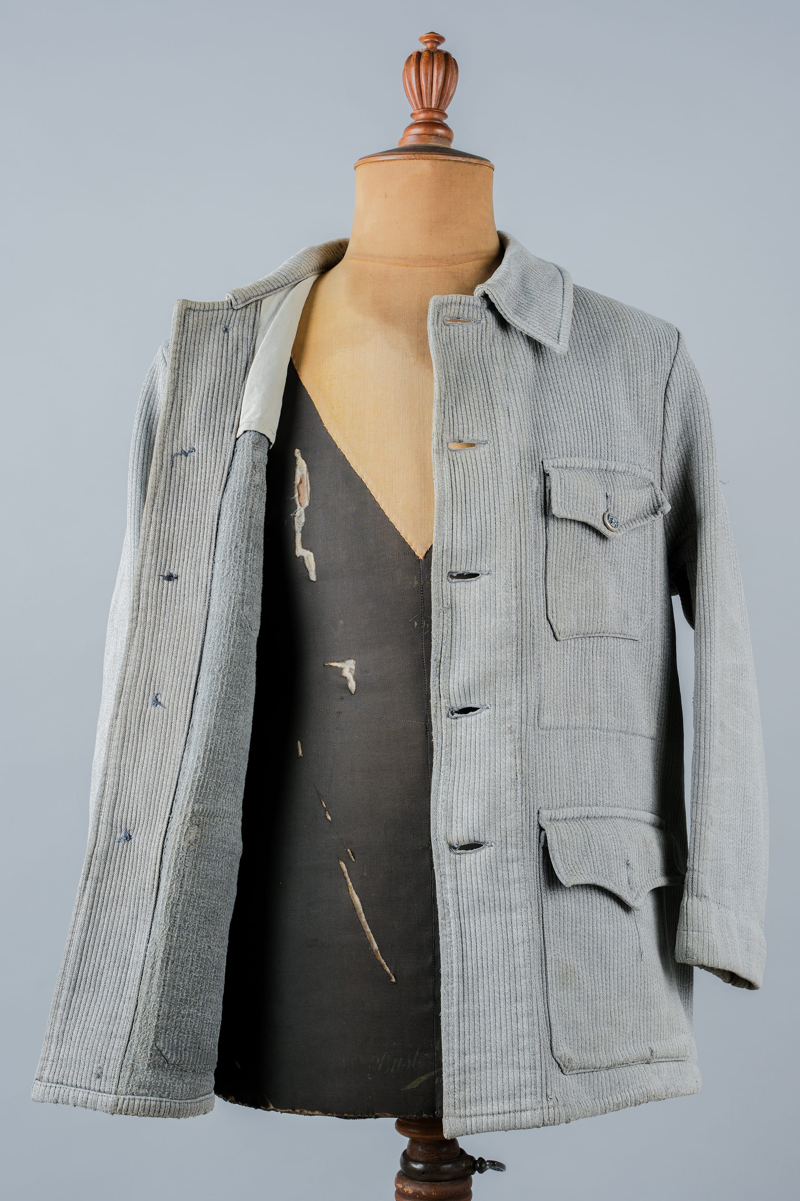 【~50's】French Vintage Gray Cotton Pique Hunting Jacket