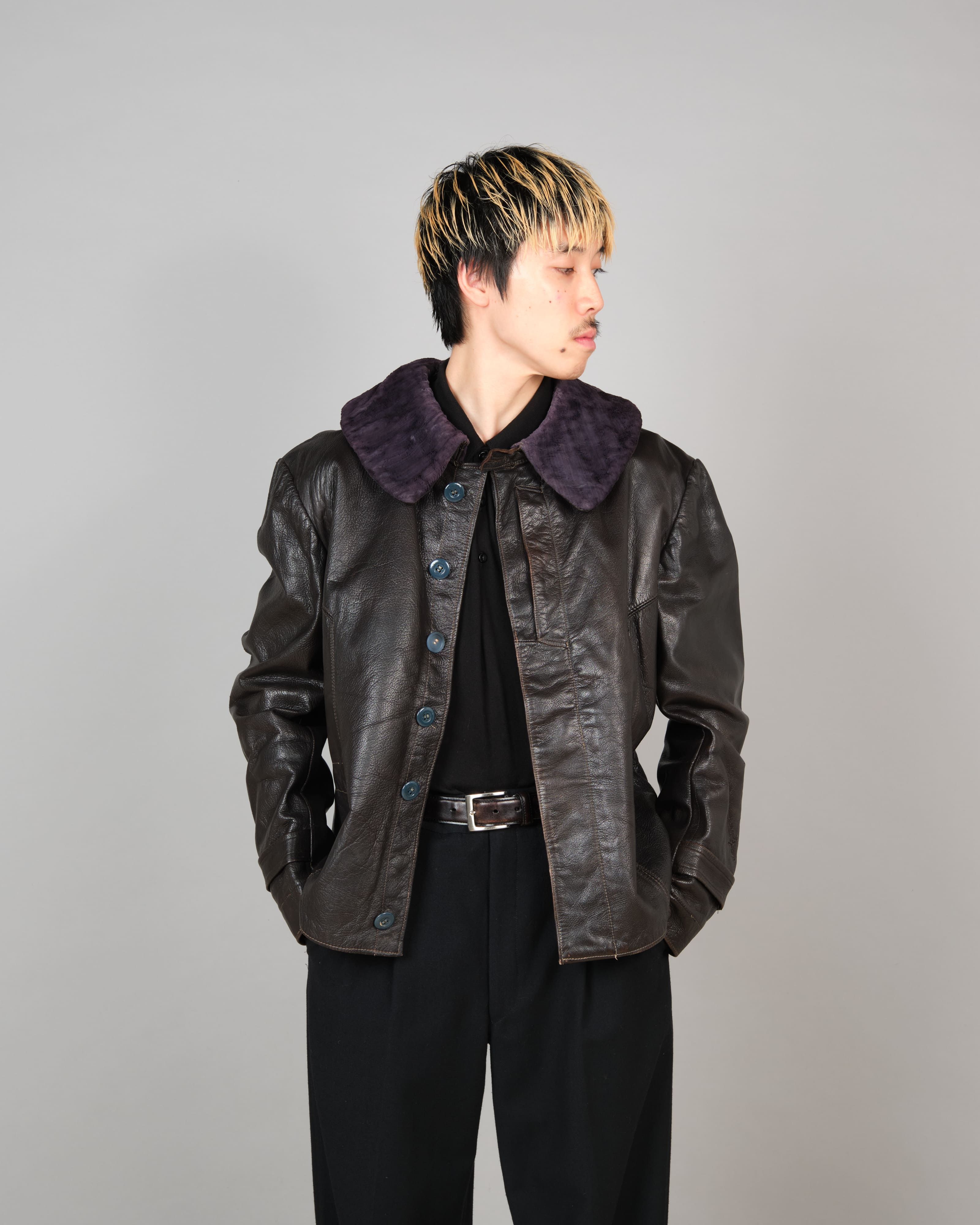 【~40’s】WWII German Air Force Elite Jet Fighter Winter Leather Flight Jacket "Luftwaffe"