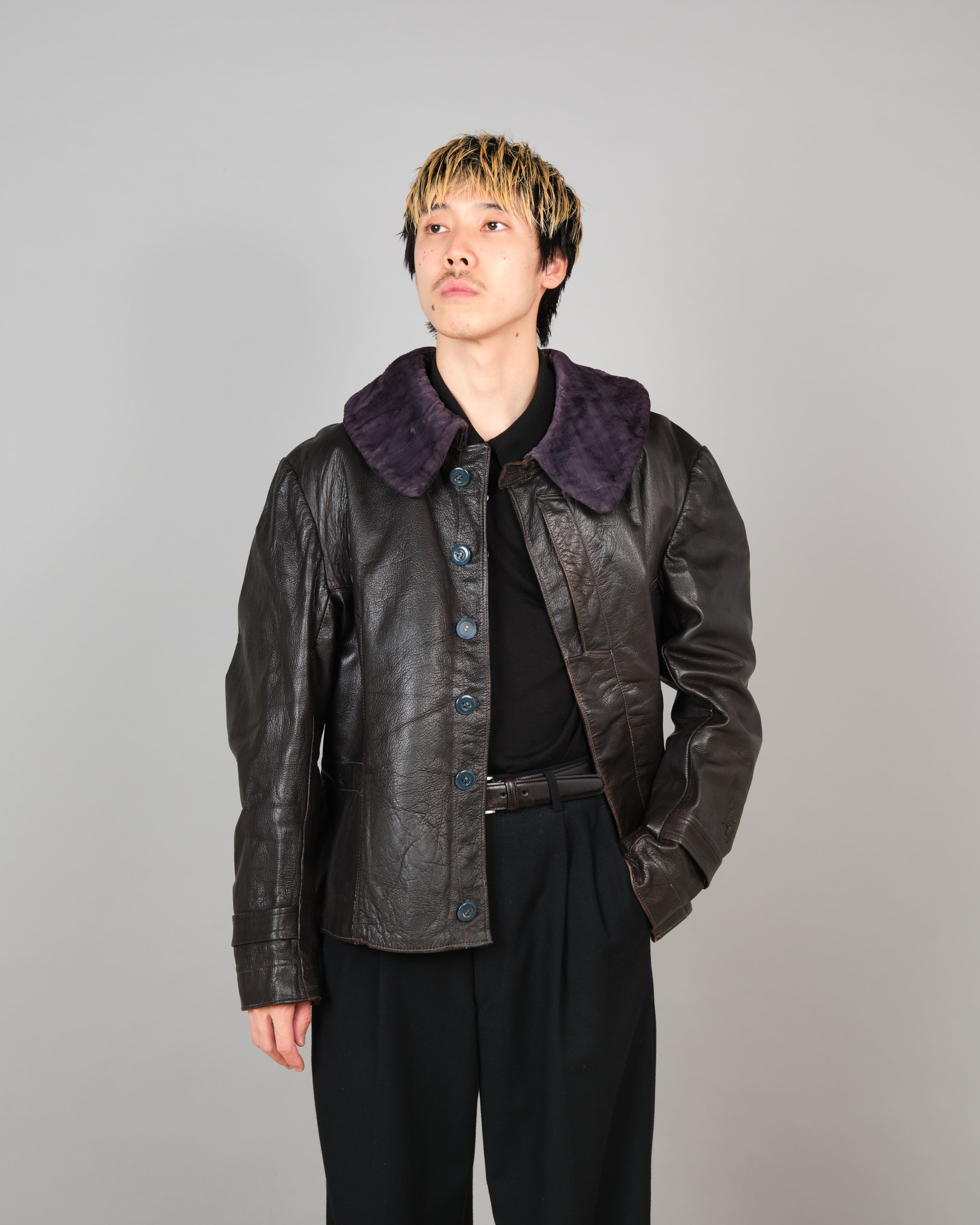 【~40’s】WWII German Air Force Elite Jet Fighter Winter Leather Flight Jacket "Luftwaffe"