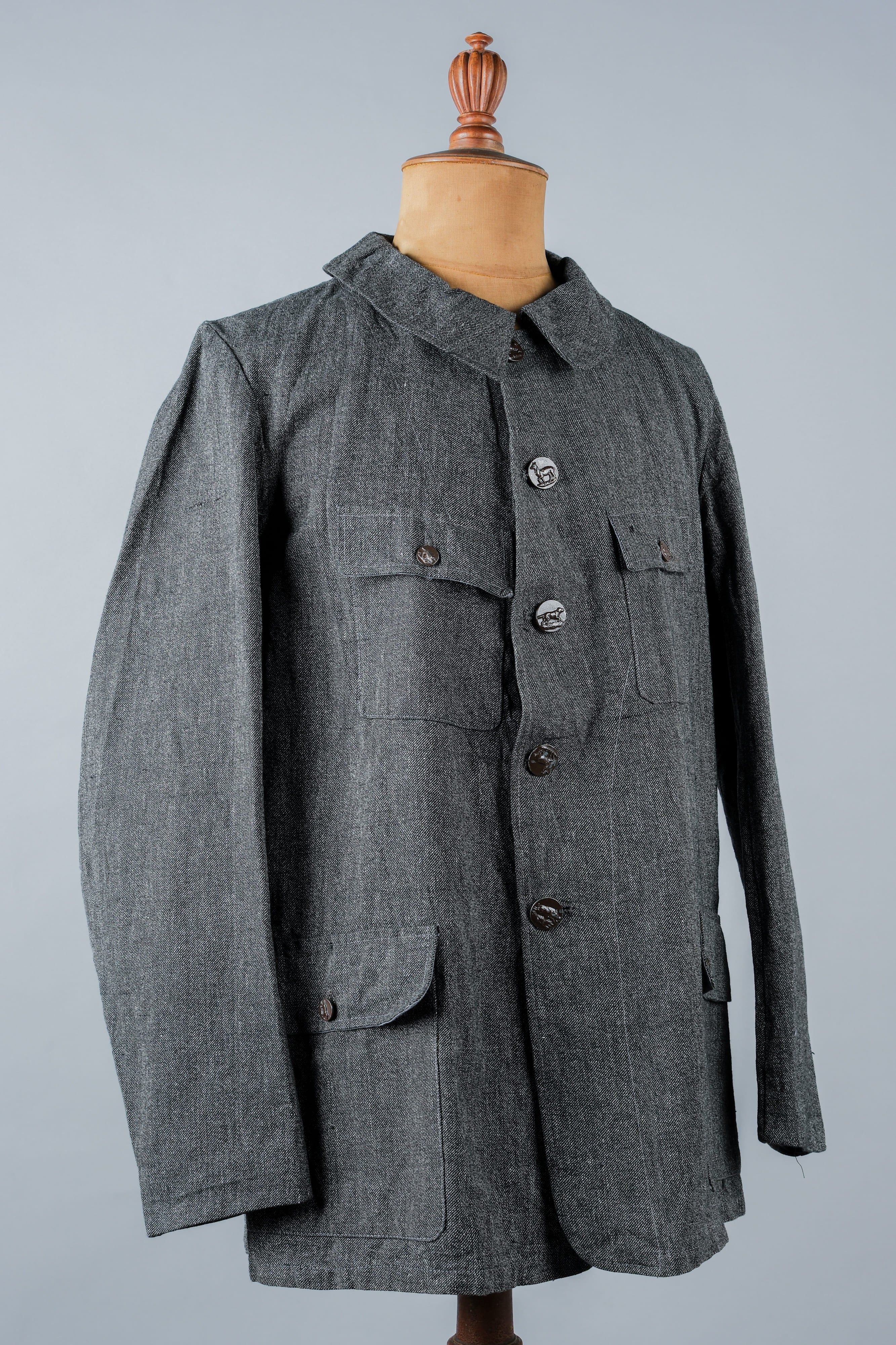 【~30’s】French Vintage Salt & Pepper Cotton Twill Hunting Jacket
