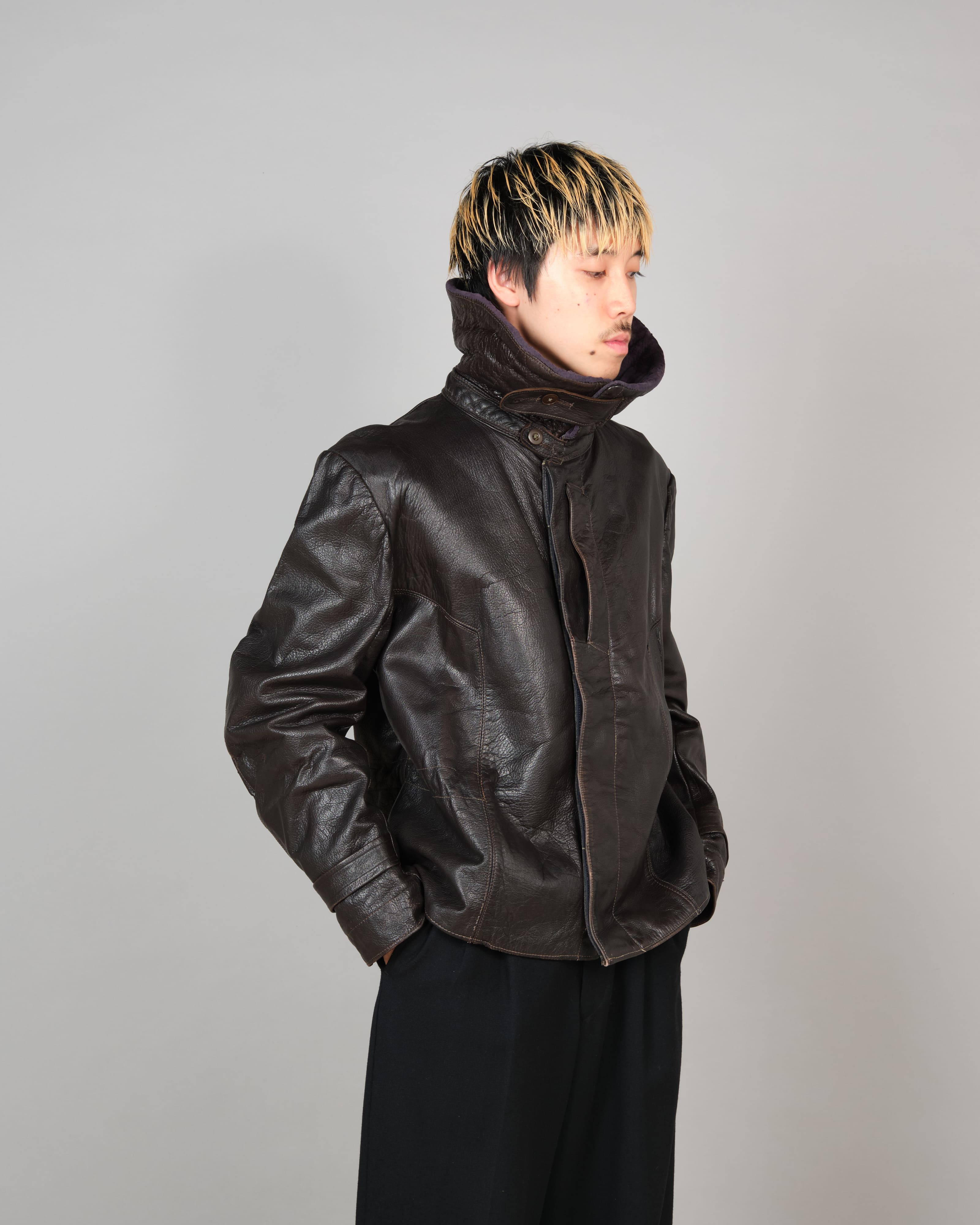 【~40’s】WWII German Air Force Elite Jet Fighter Winter Leather Flight Jacket "Luftwaffe"