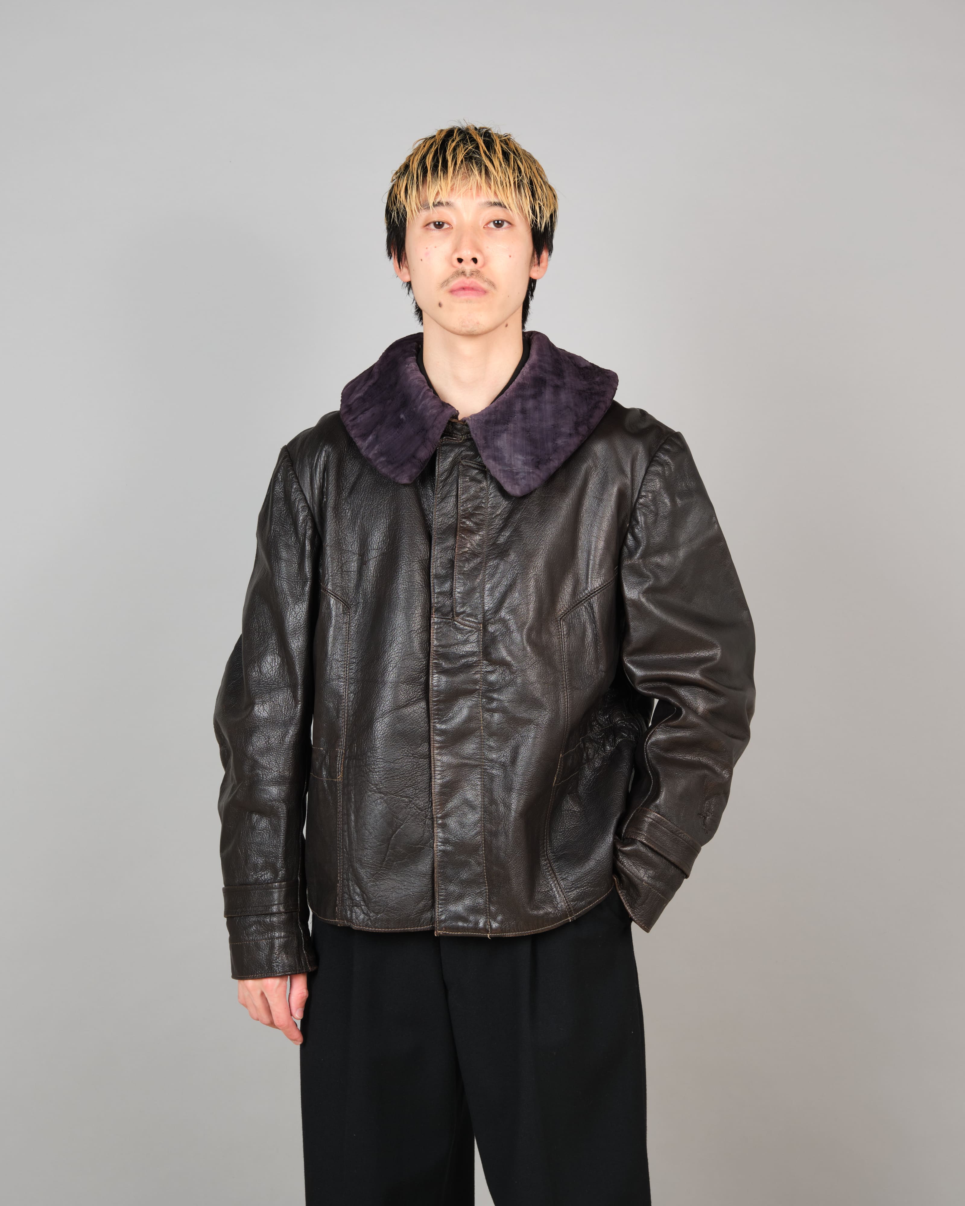 【~40’s】WWII German Air Force Elite Jet Fighter Winter Leather Flight Jacket "Luftwaffe"