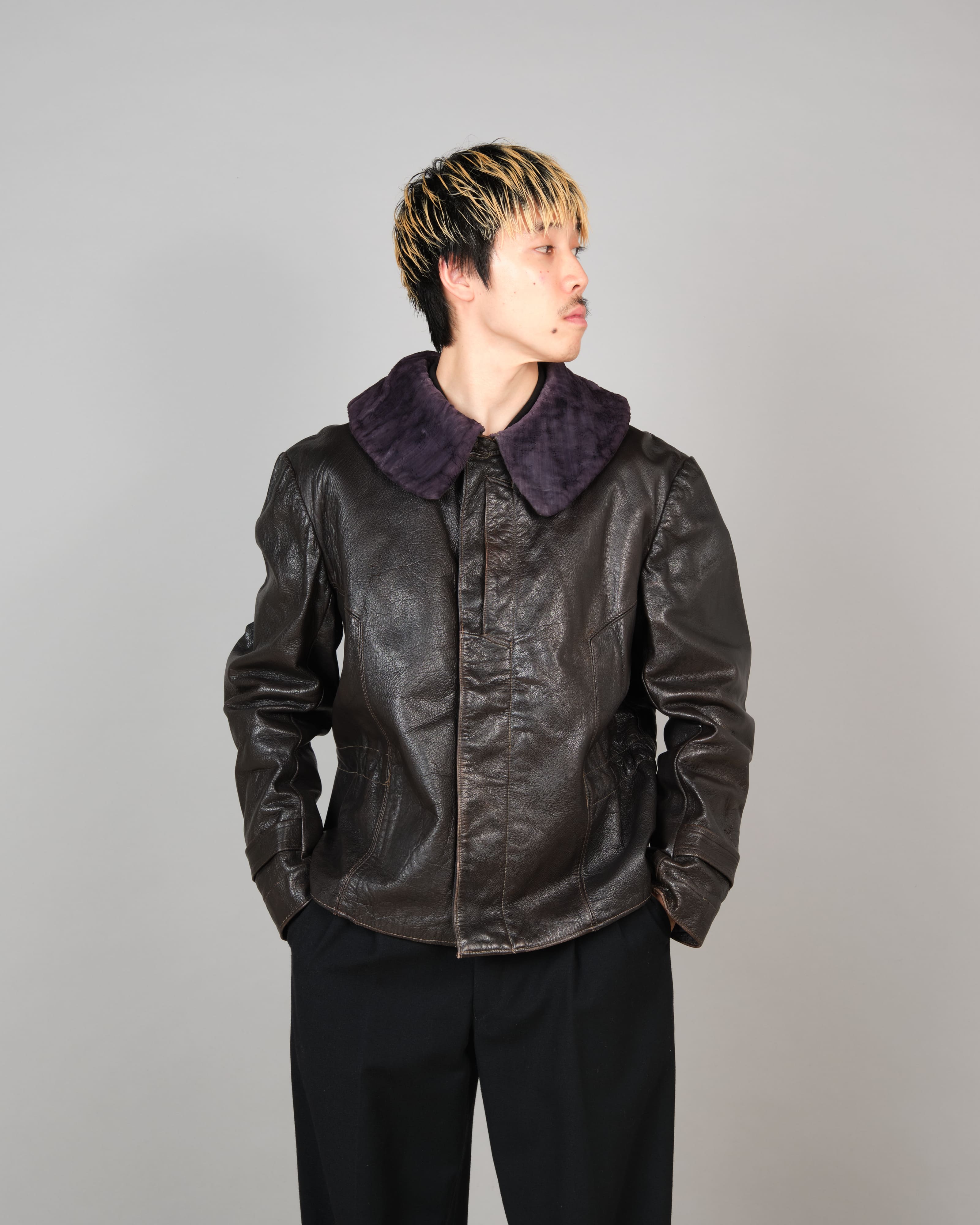 【~40’s】WWII German Air Force Elite Jet Fighter Winter Leather Flight Jacket "Luftwaffe"