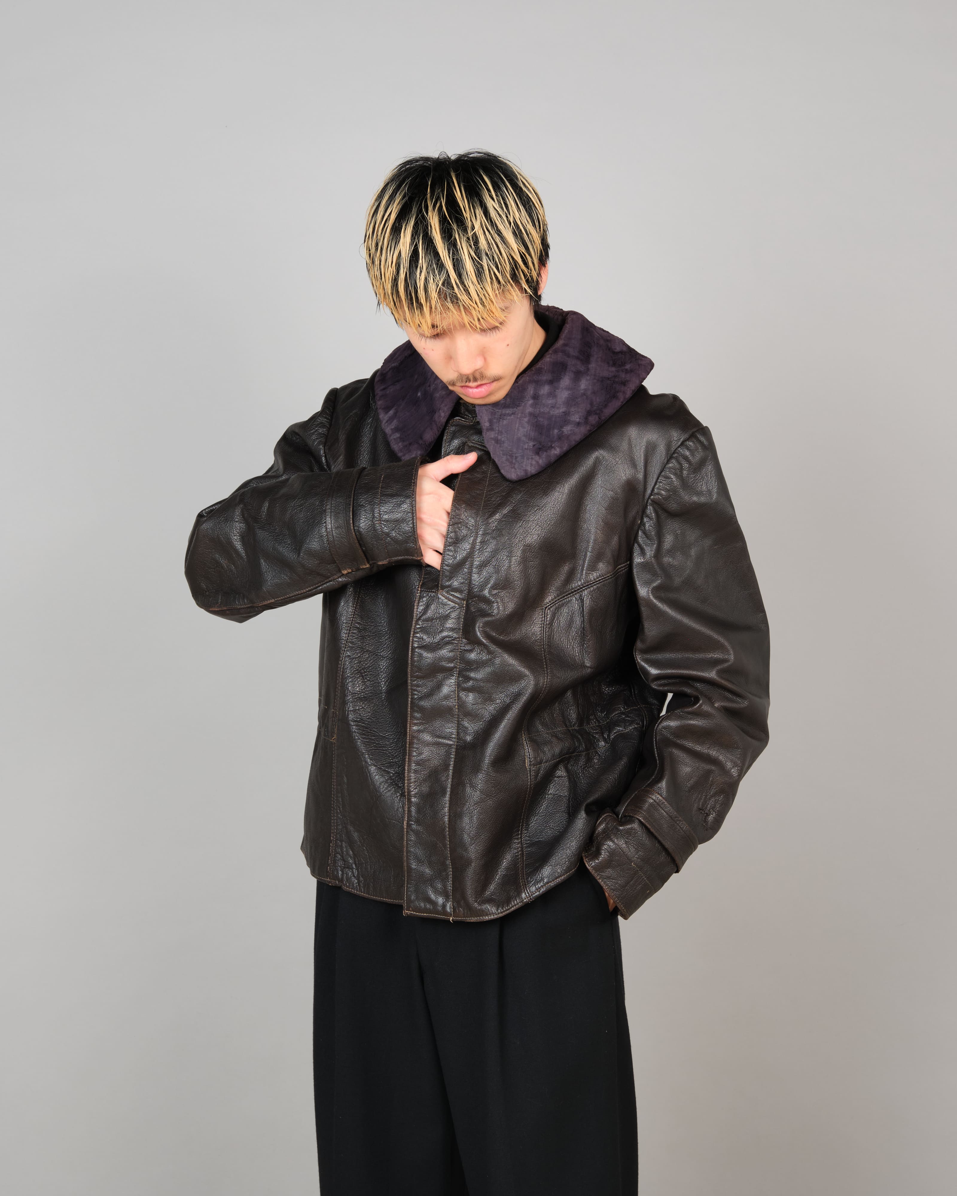【~40’s】WWII German Air Force Elite Jet Fighter Winter Leather Flight Jacket "Luftwaffe"