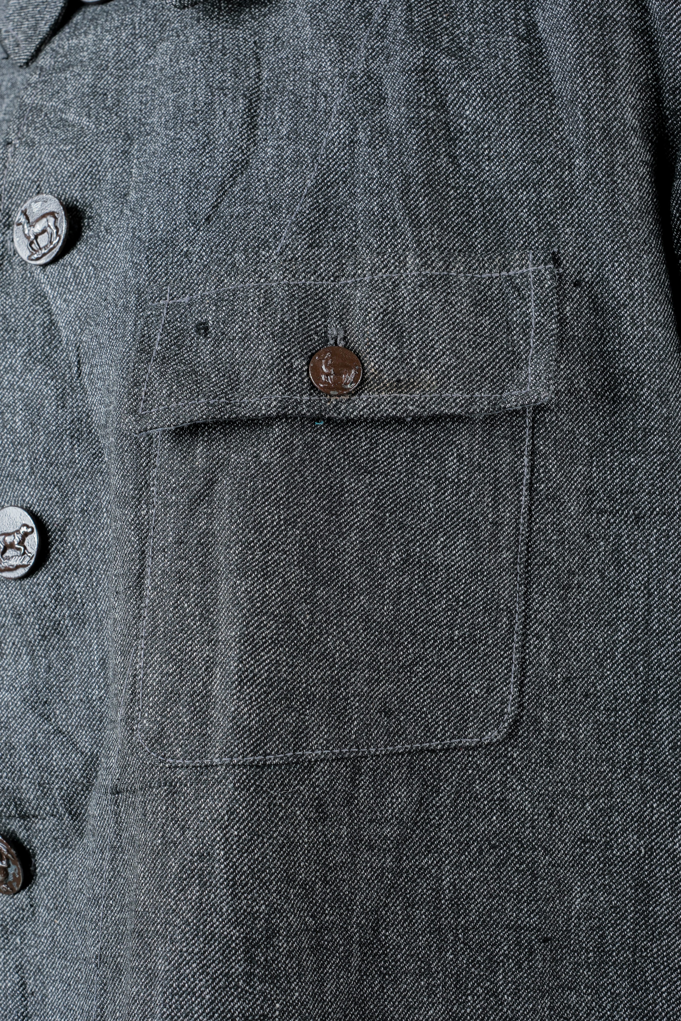【~30’s】French Vintage Salt & Pepper Cotton Twill Hunting Jacket