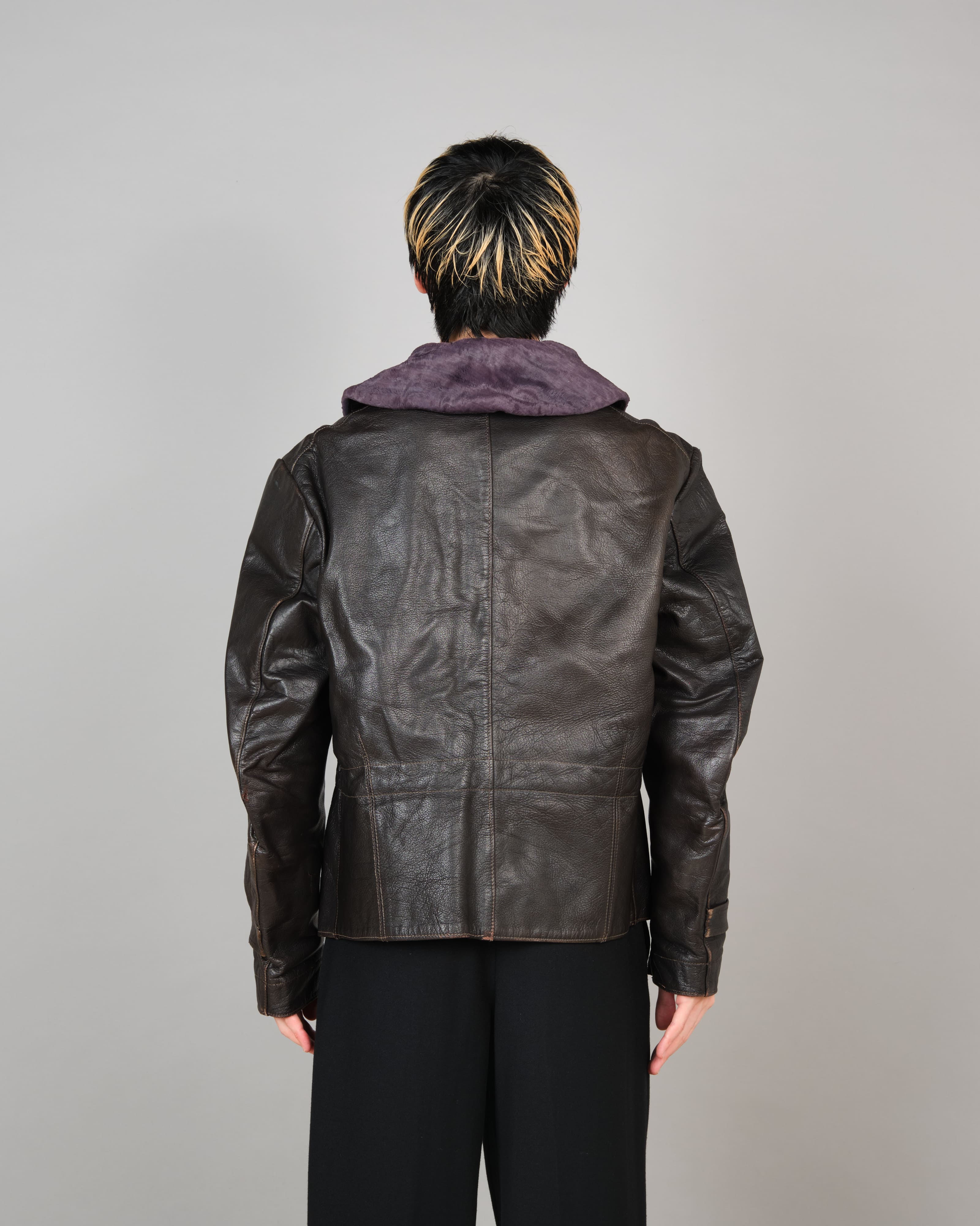 【~40’s】WWII German Air Force Elite Jet Fighter Winter Leather Flight Jacket "Luftwaffe"