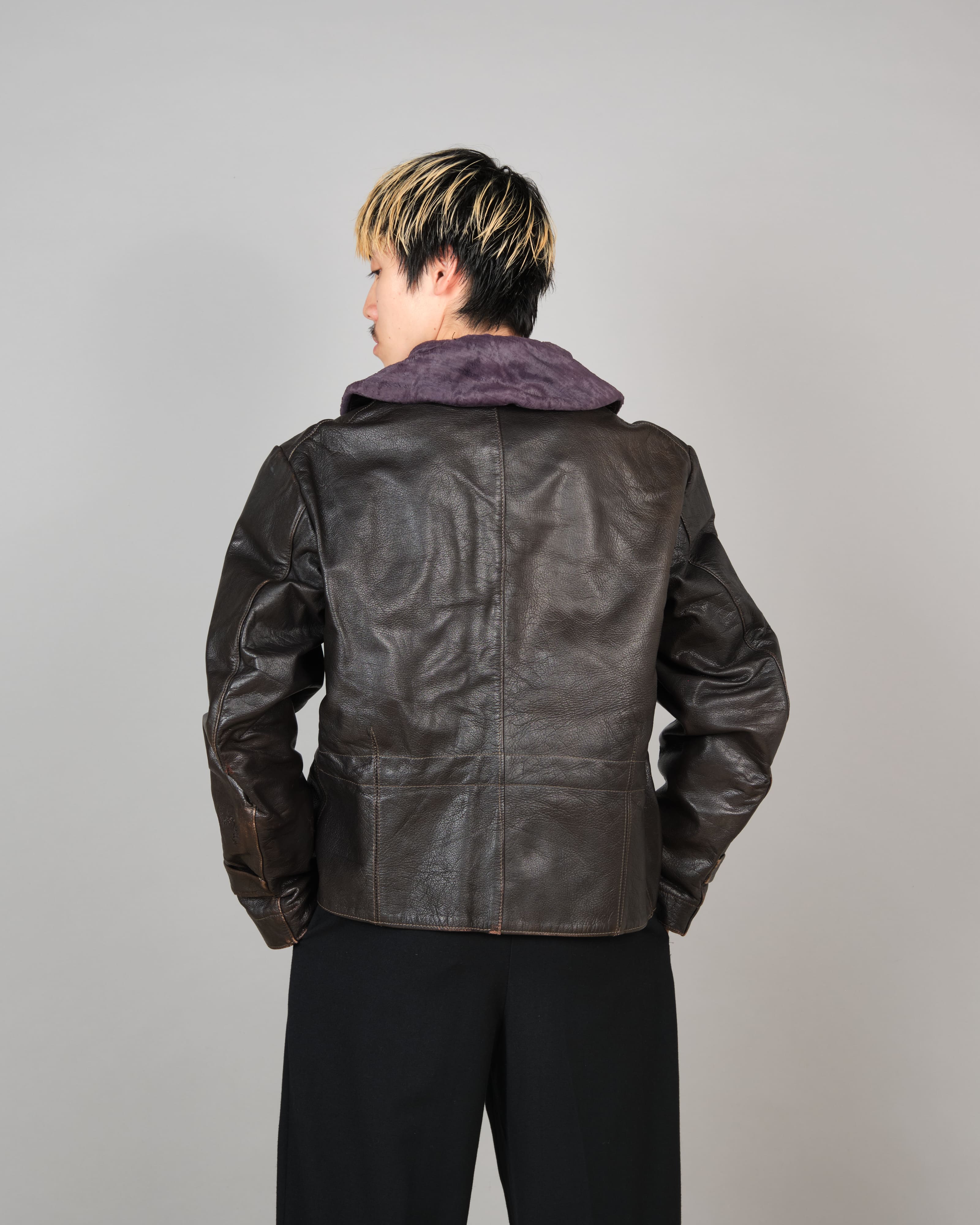 【~40’s】WWII German Air Force Elite Jet Fighter Winter Leather Flight Jacket "Luftwaffe"