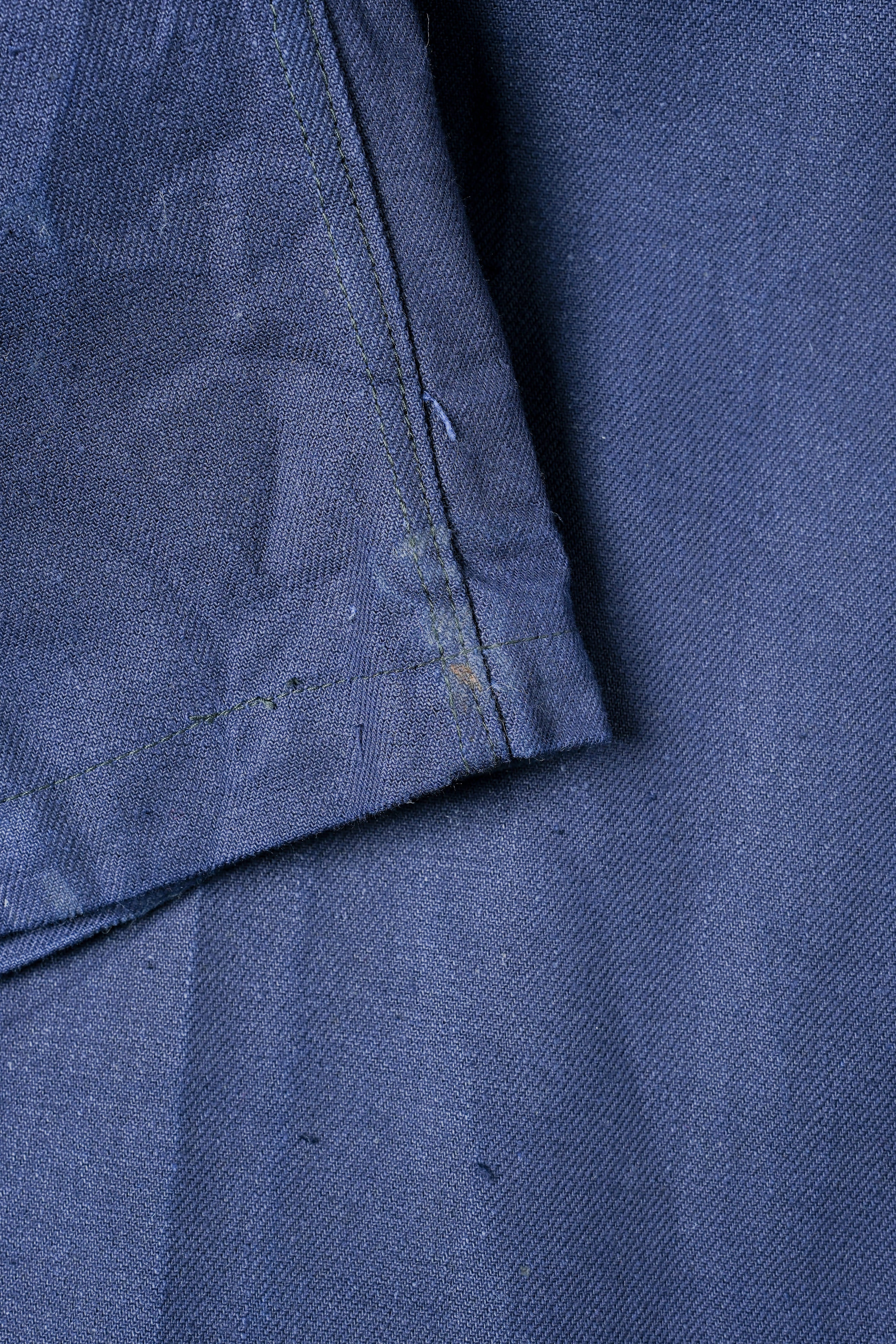 【~50's】French Vintage Blue Cotton Linen Twill Work Pants Size.48-78 "Dead Stock"