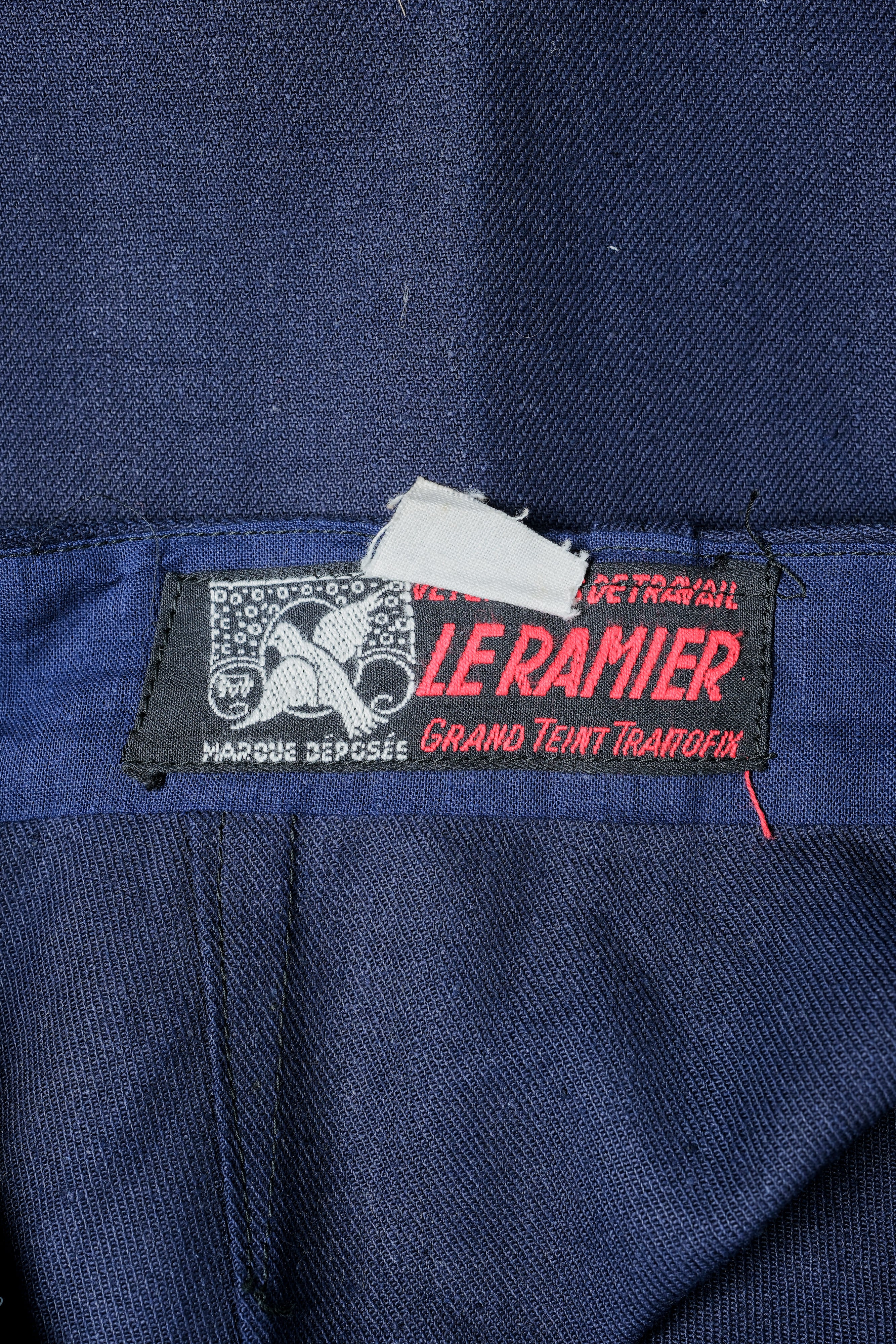 【~50's】French Vintage Blue Cotton Linen Twill Work Pants Size.48-78 "Dead Stock"