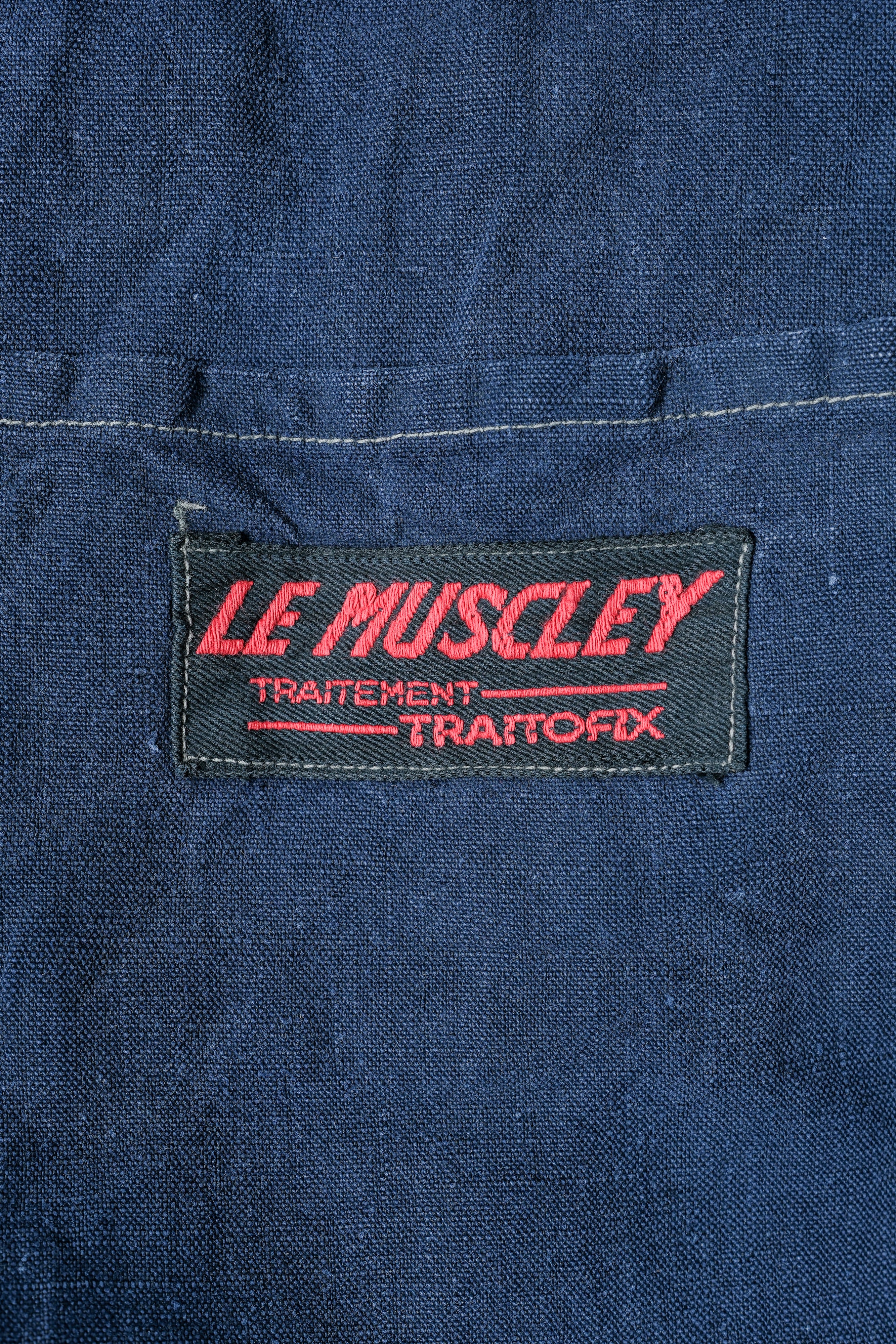 【~30’s】French Vintage Indigo Linen 4 Pockets Lapel Work Jacket