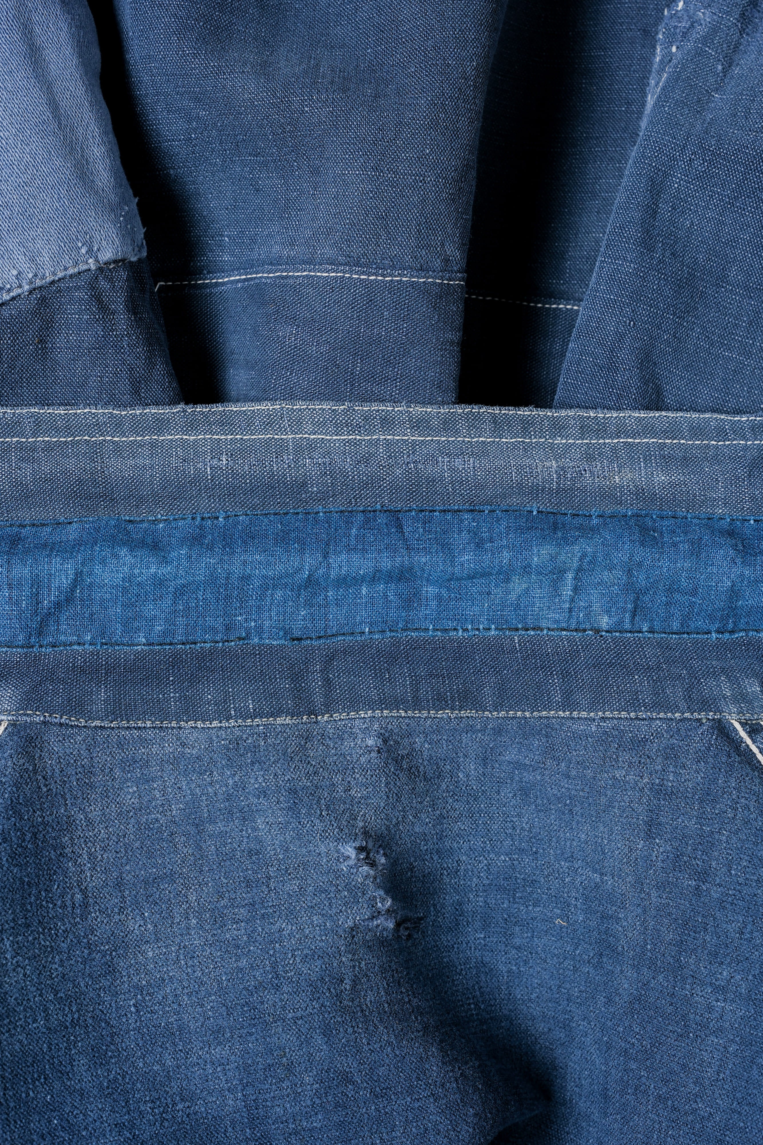 【~30’s】French Vintage Indigo Linen 4 Pockets Lapel Work Jacket