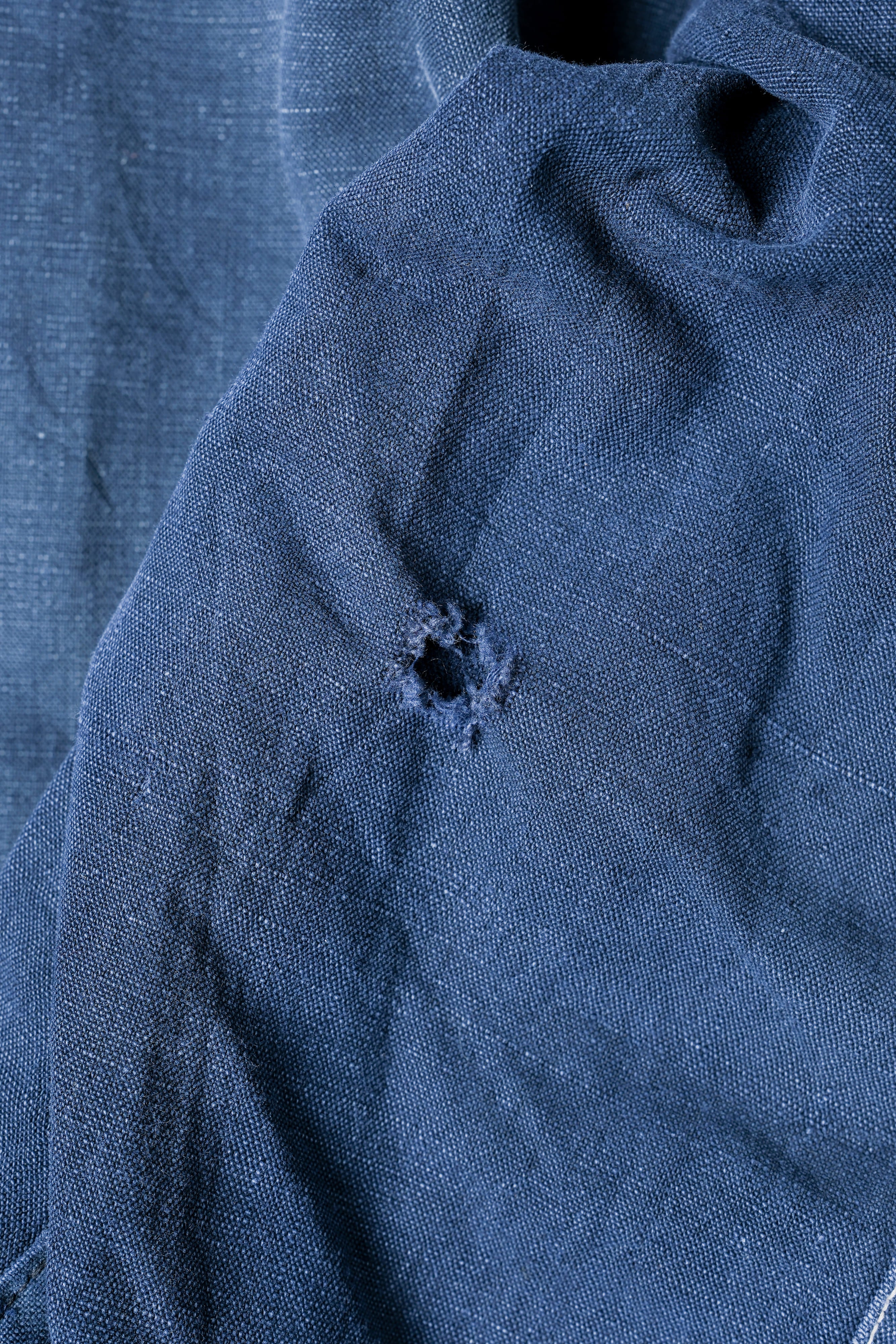 【~30’s】French Vintage Indigo Linen 4 Pockets Lapel Work Jacket