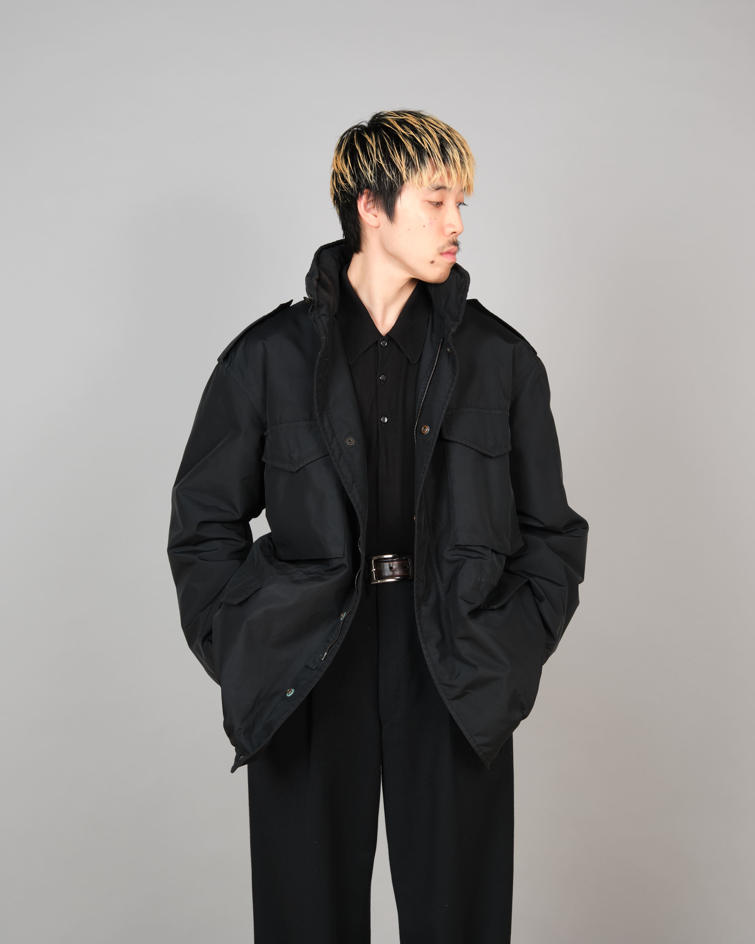 【~90’s】Old allegri M-65 Type Black Nylon Jacket Size.48
