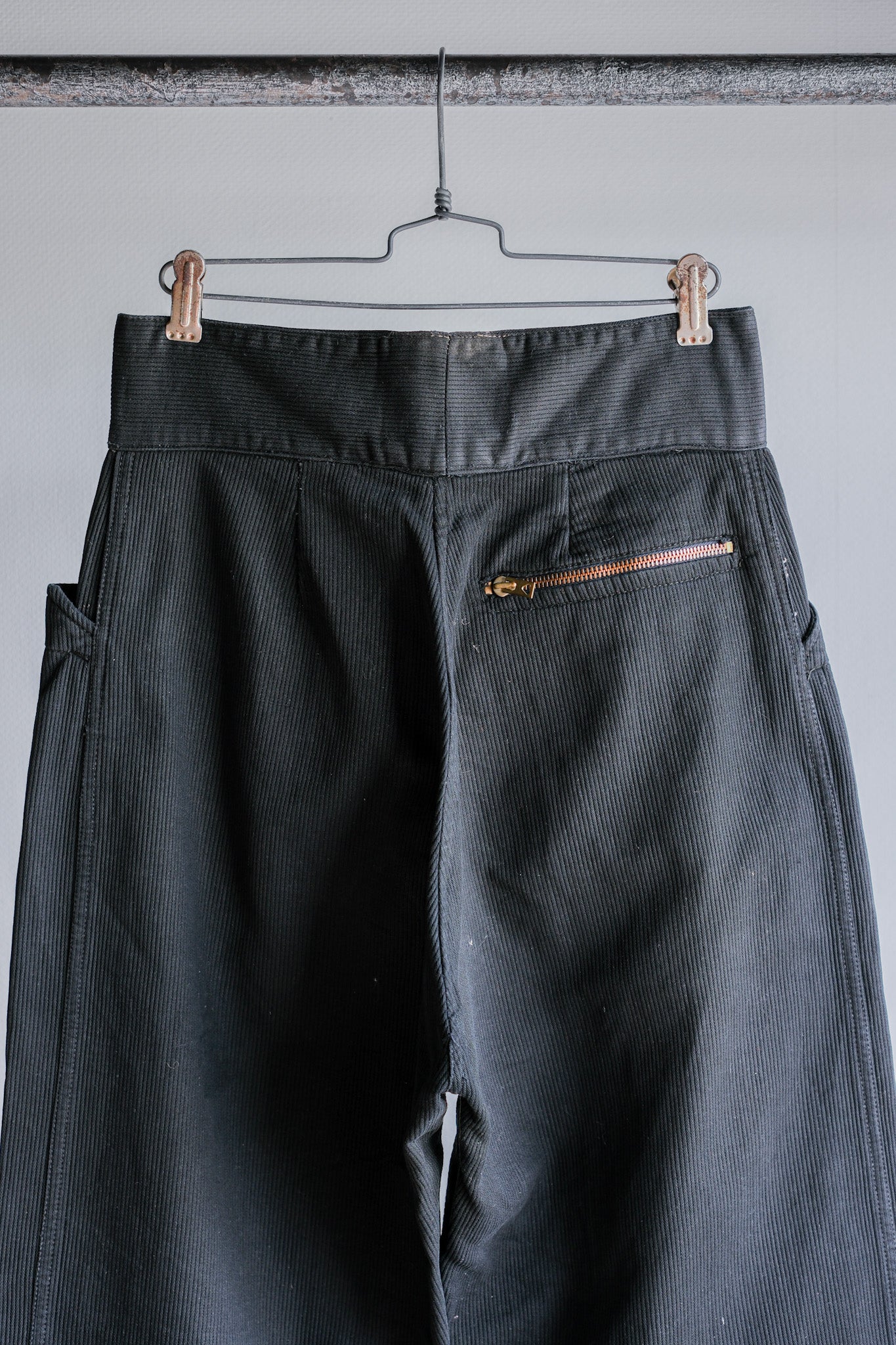 【~50's】French Vintage Black Cotton Pique Work Pants