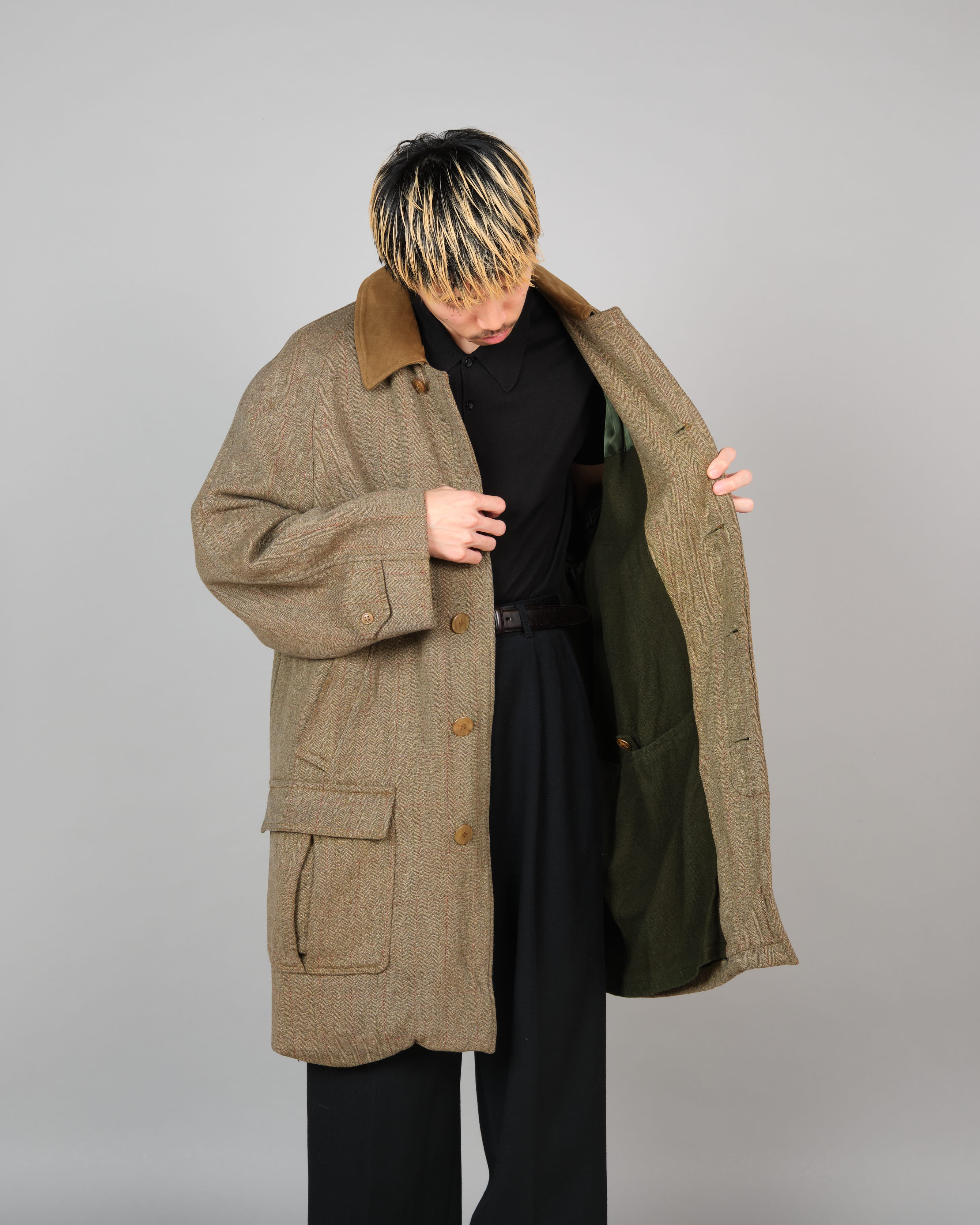 【~60's】Old INVERTERE Wool Tweed Hunting Coat Size.46 "J.C.CORDINGS & CO.LTD 別注"