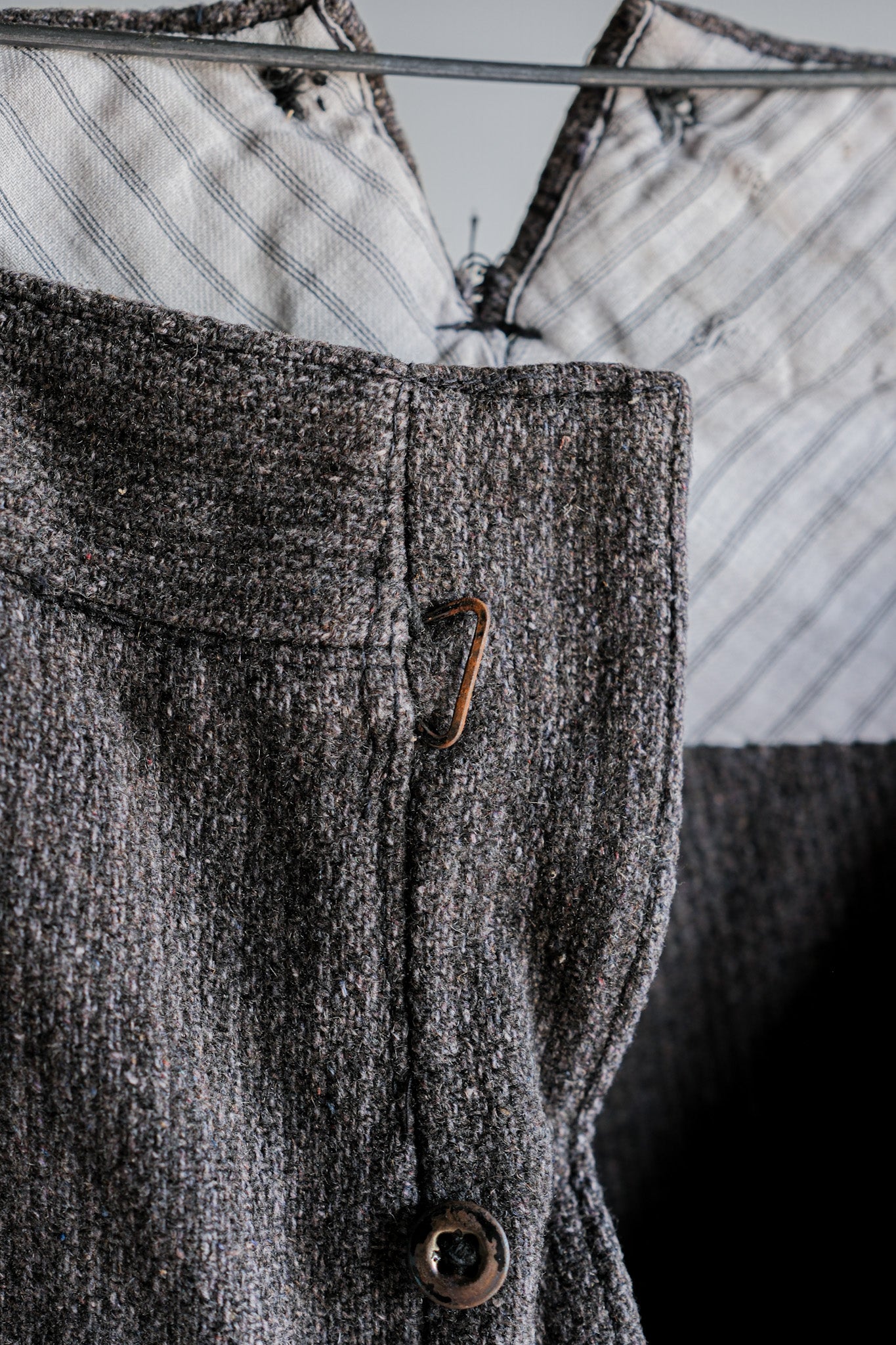 【~30’s】French Vintage Gray Wool Striped Work Pants