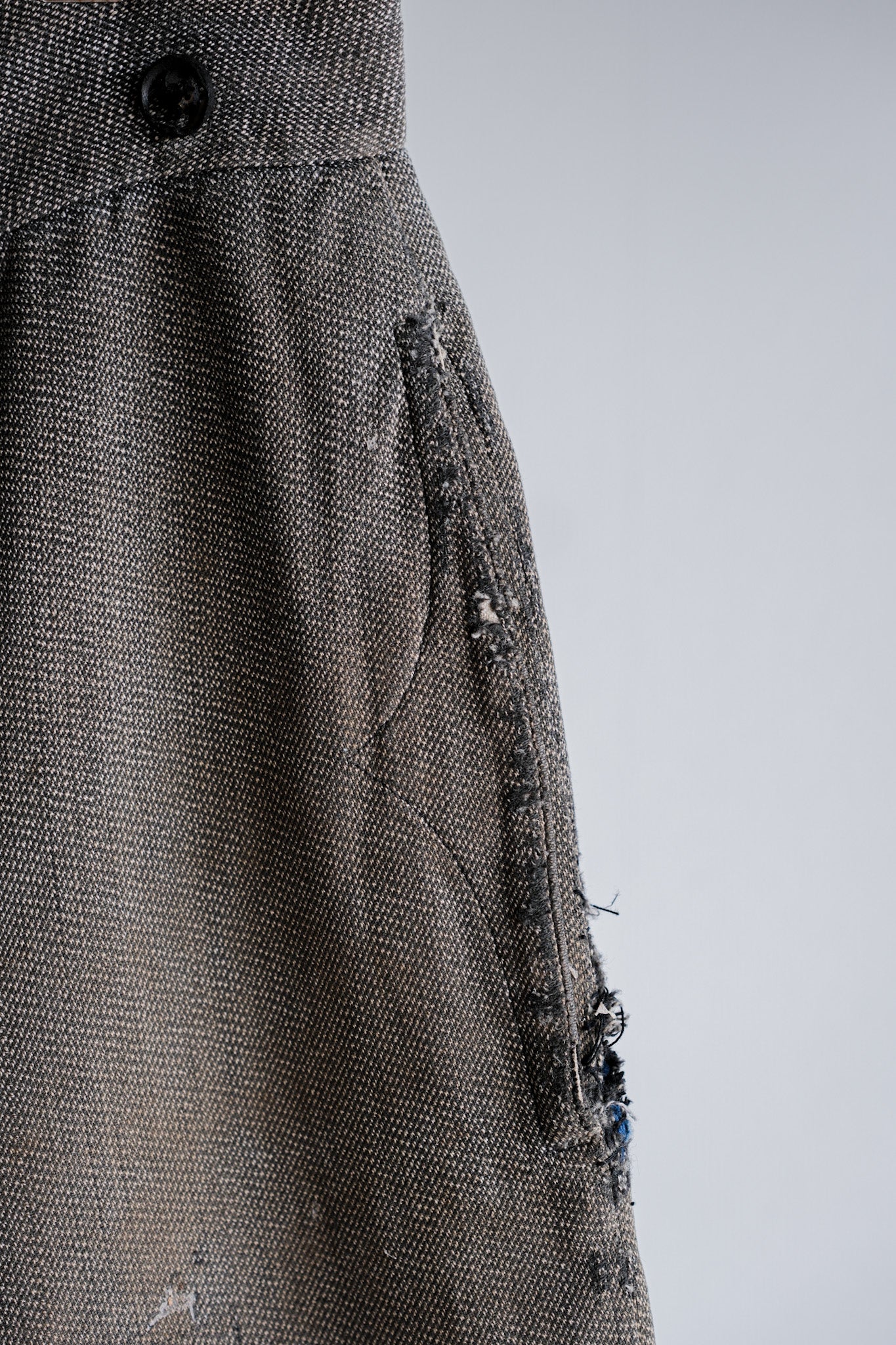【~10's】French Antique Salt & Pepper Cotton Twill Work Pants "Boro"