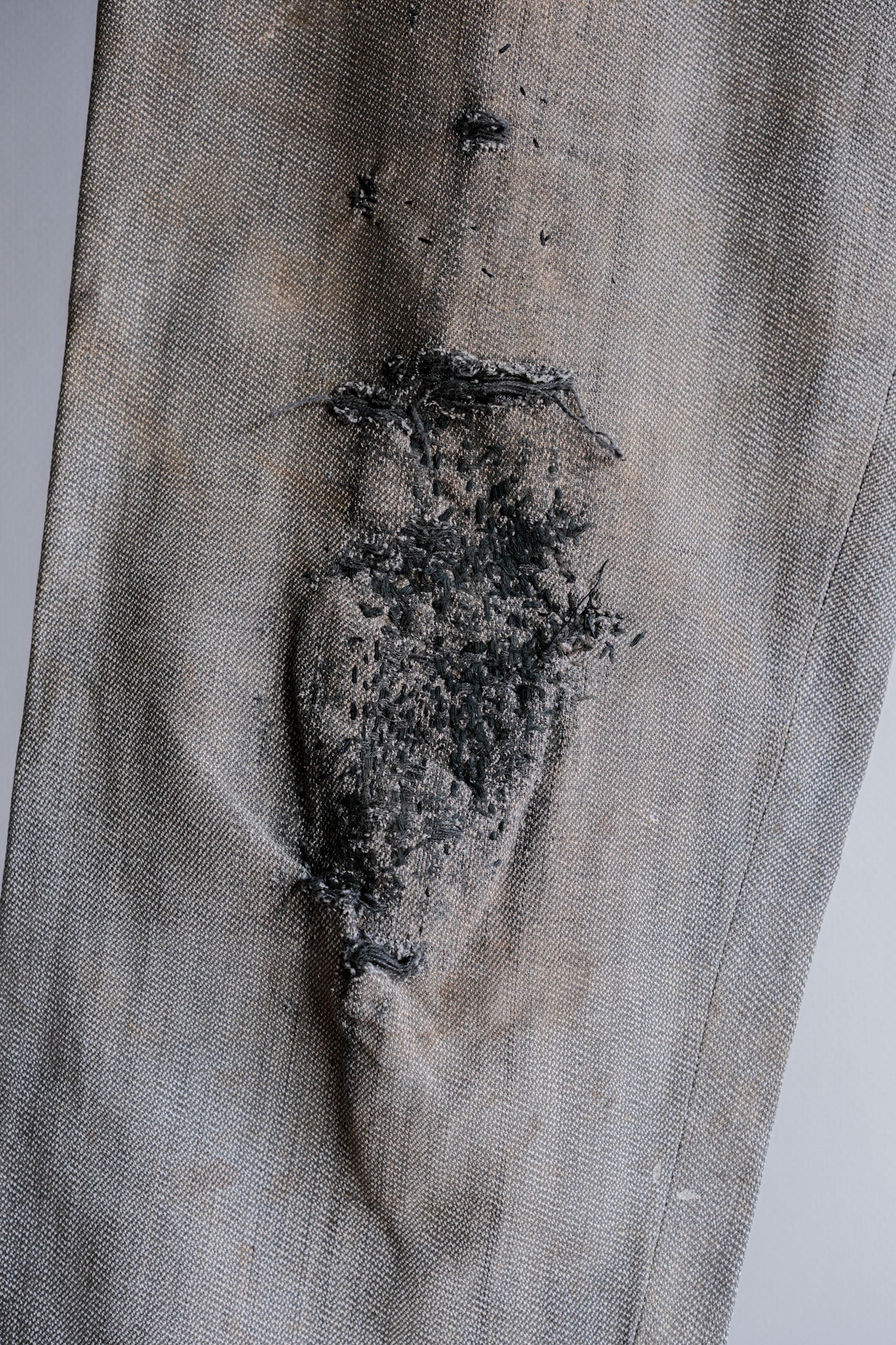 【~10's】French Antique Salt & Pepper Cotton Twill Work Pants "Boro"