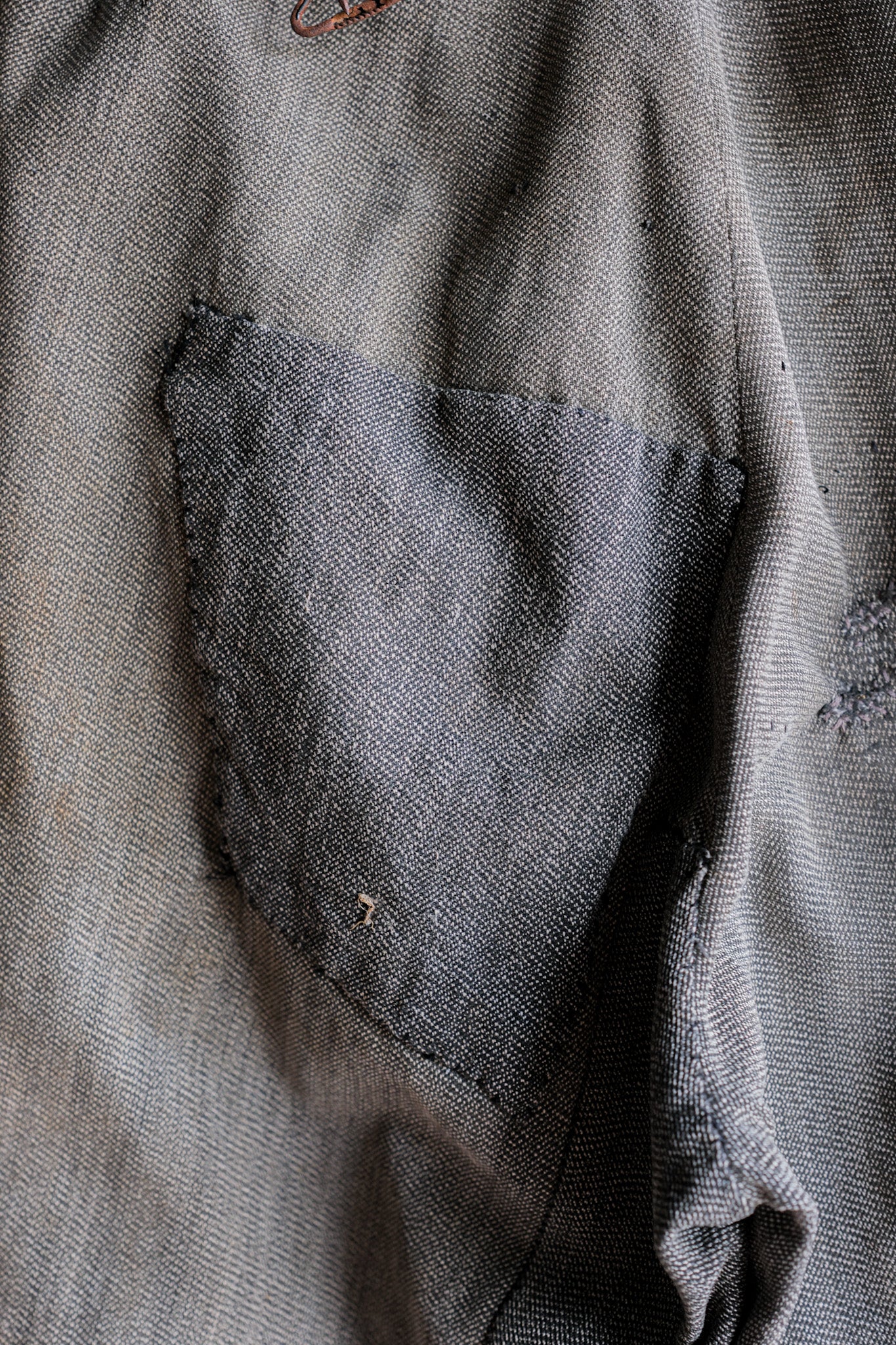 【~10's】French Antique Salt & Pepper Cotton Twill Work Pants "Boro"