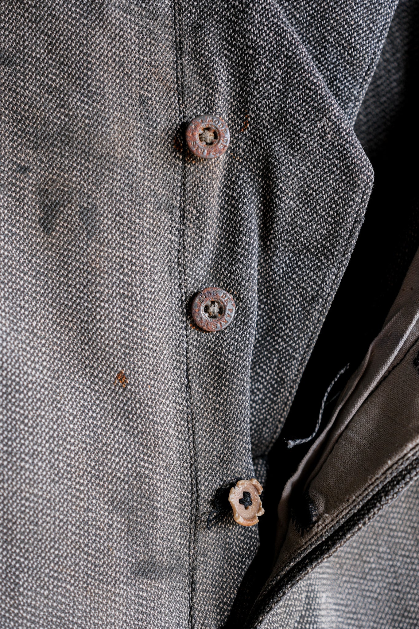 【~10's】French Antique Salt & Pepper Cotton Twill Work Pants "Boro"