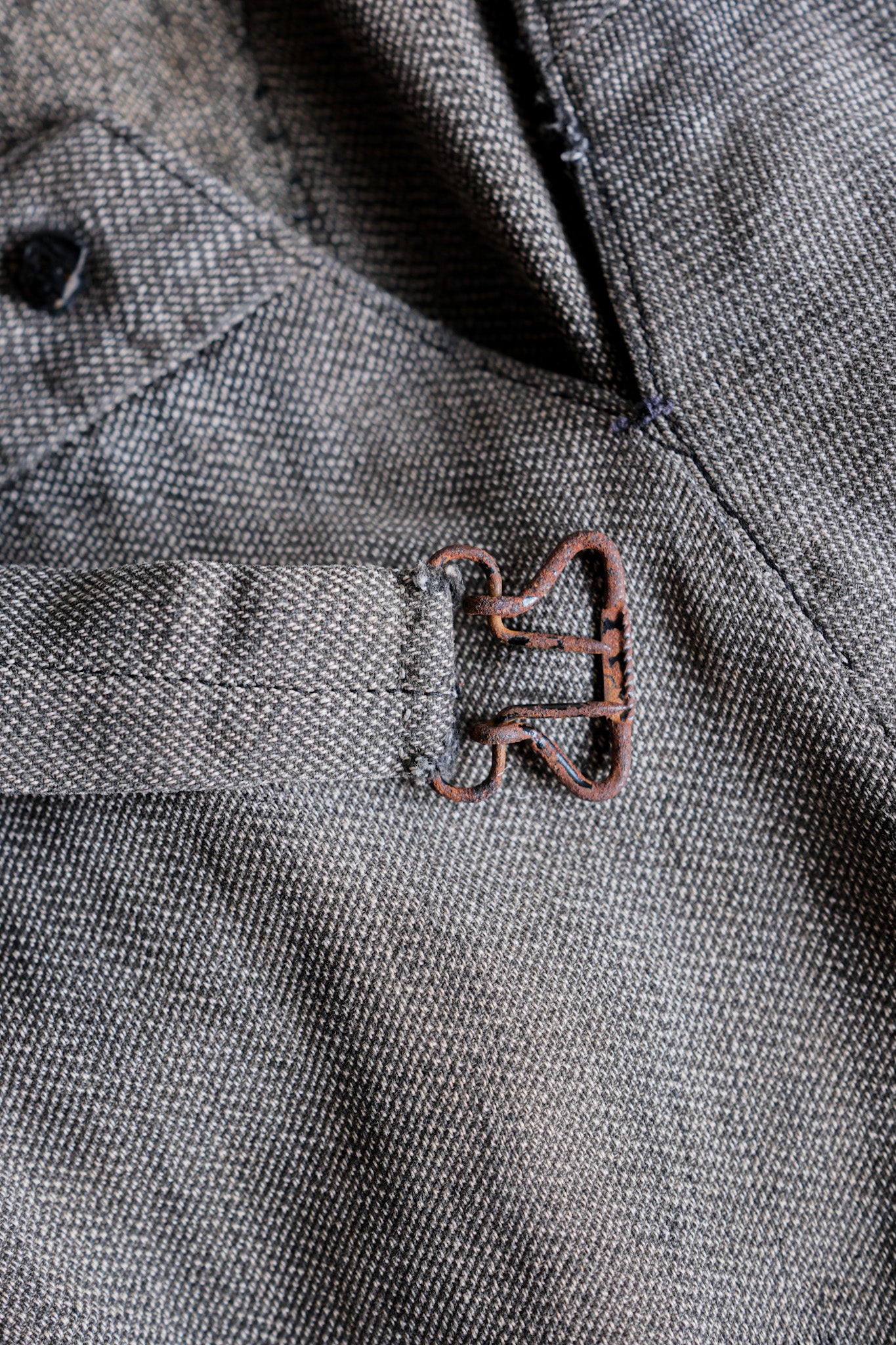 【~10's】French Antique Salt & Pepper Cotton Twill Work Pants "Boro"