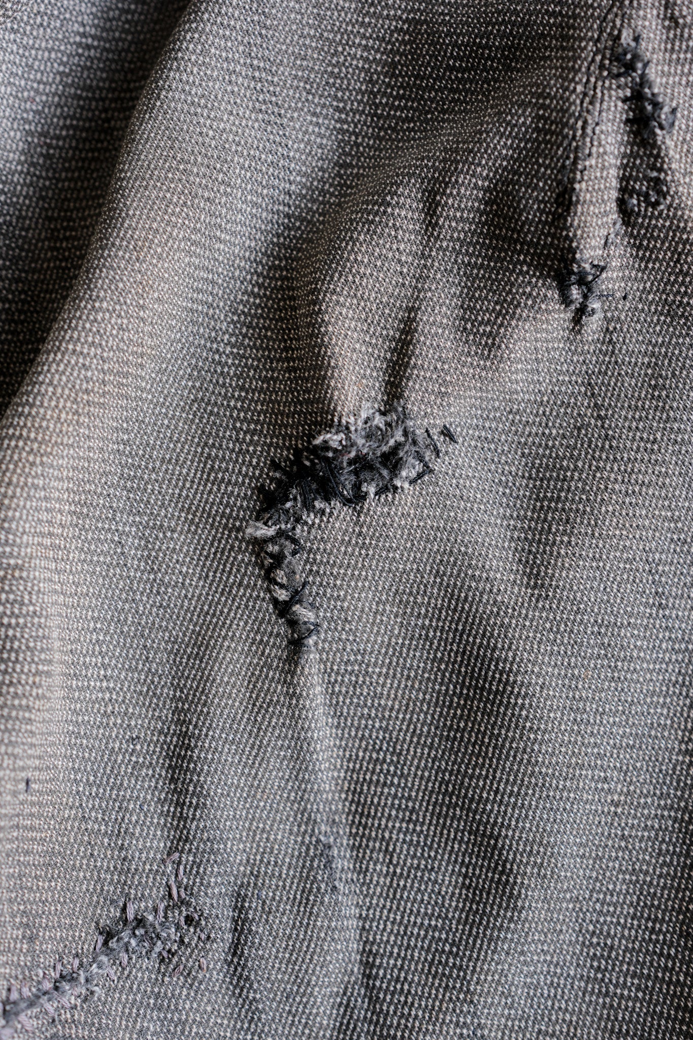 【~10's】French Antique Salt & Pepper Cotton Twill Work Pants "Boro"