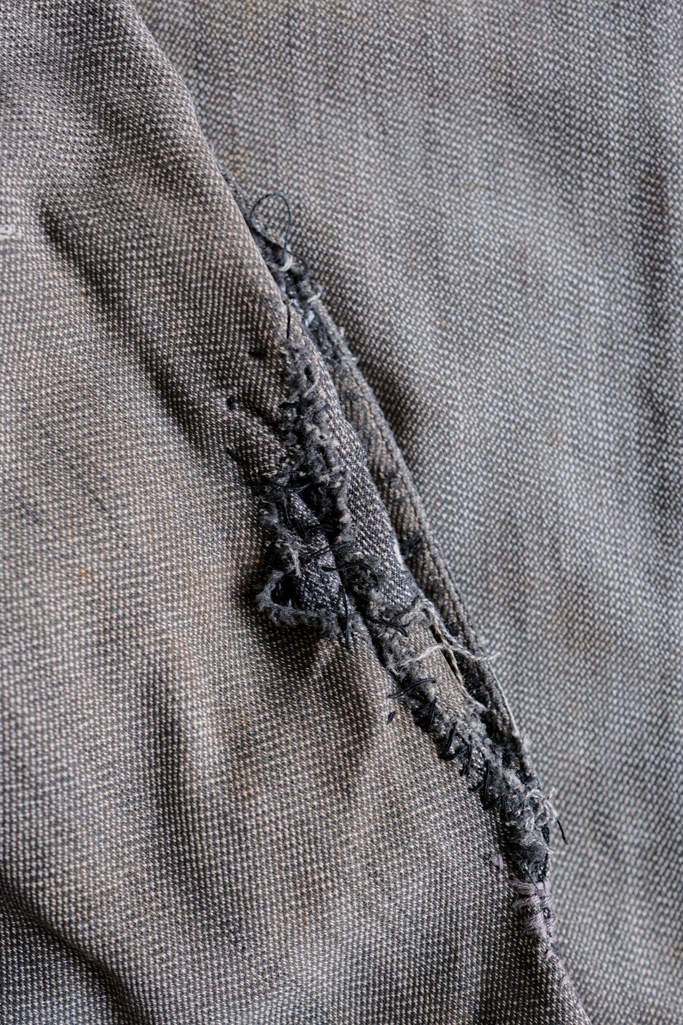 【~10's】French Antique Salt & Pepper Cotton Twill Work Pants "Boro"
