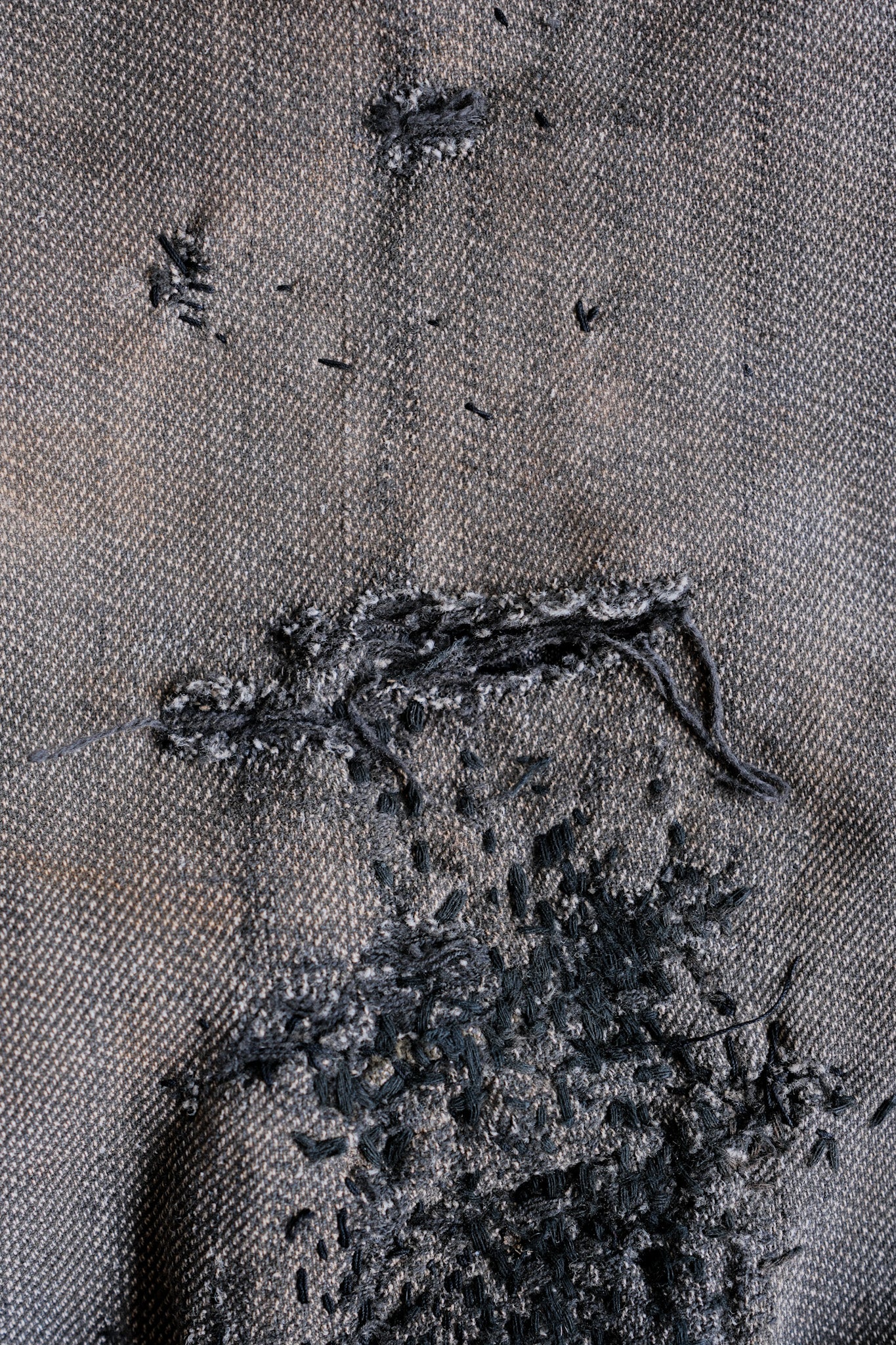 【~10's】French Antique Salt & Pepper Cotton Twill Work Pants "Boro"