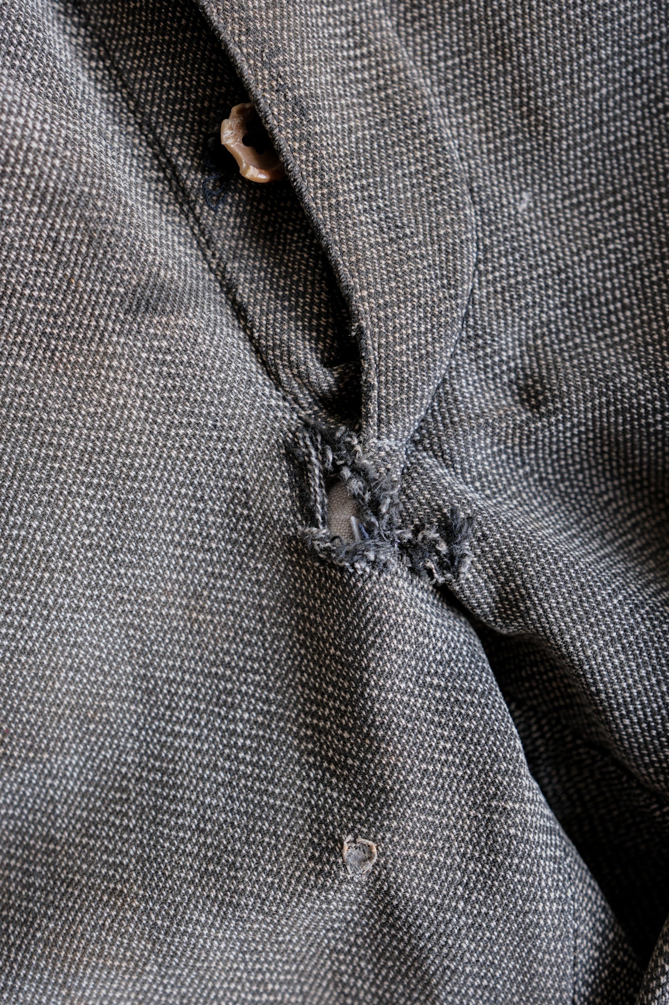【~10's】French Antique Salt & Pepper Cotton Twill Work Pants "Boro"